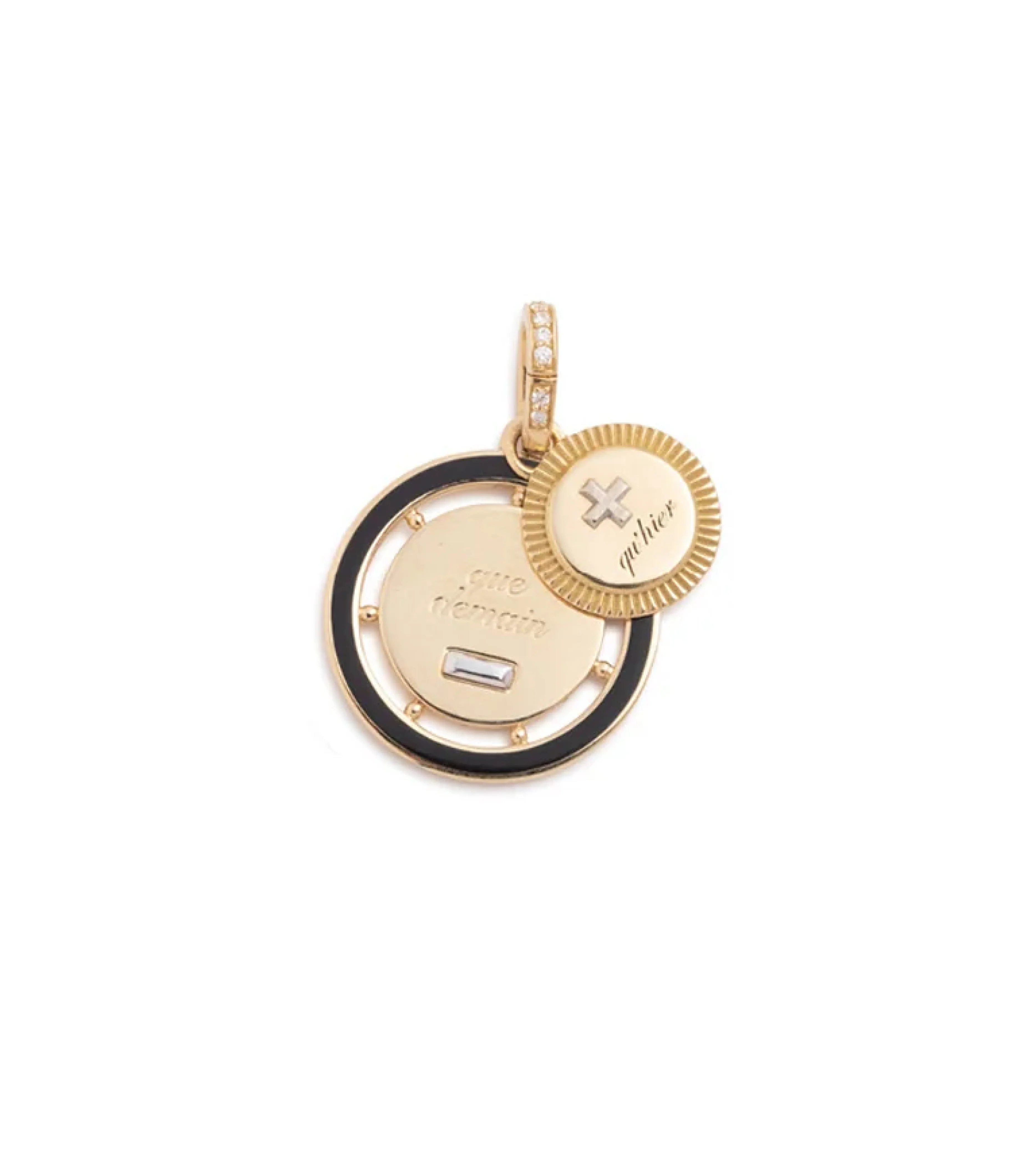Vivacity | Ever Growing Love Couplet Medium Medallion | Black Ceramic, Yellow Gold - Image 5