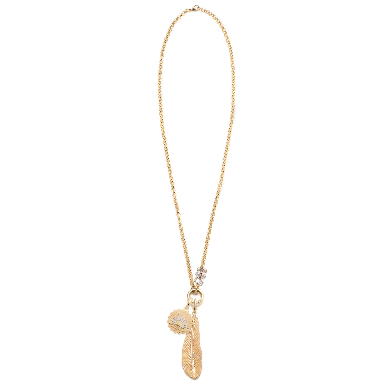 Vivacity - Internal Compass | Feather and New Beginnings Medium Belcher Open Chain | Diamonds, Yellow Gold - Image 2