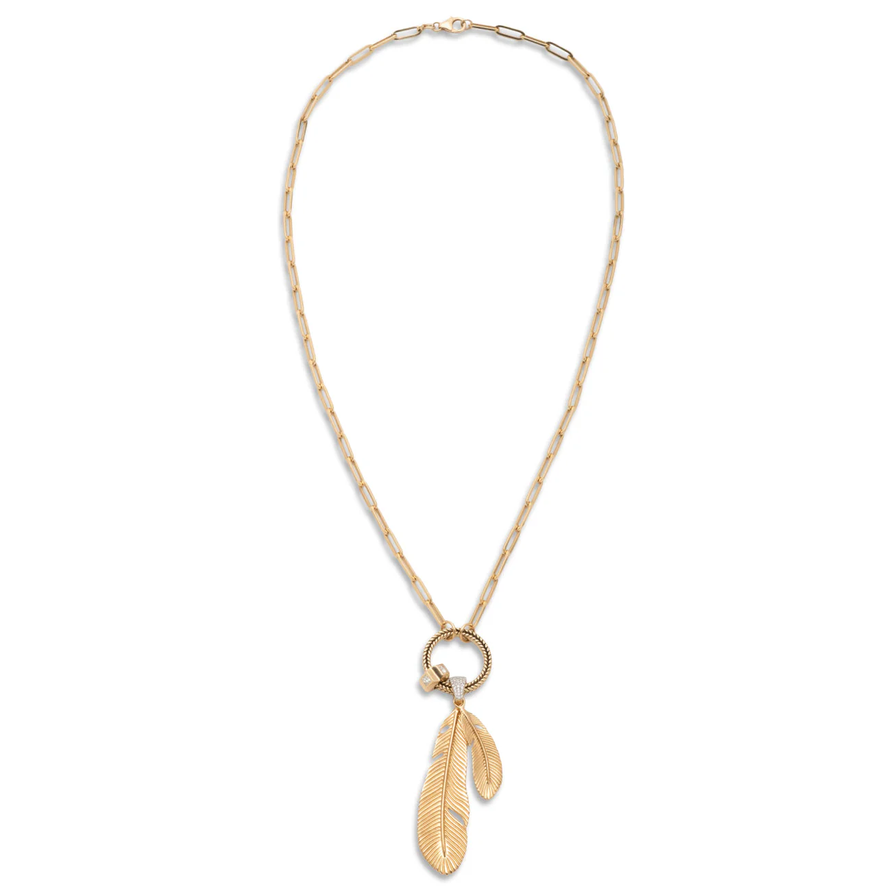 Vivacity - True Love | Feather Couplet and Princess Cut Heart Beat Medium Clip Open Chain | Diamonds, Yellow Gold - Image 2