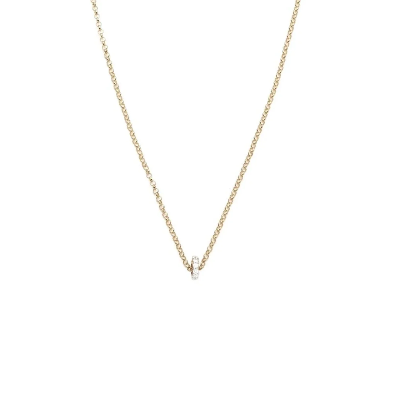 True Love | Pavé Edge Heart Beat Fine Belcher Necklace | Diamonds, Yellow Gold