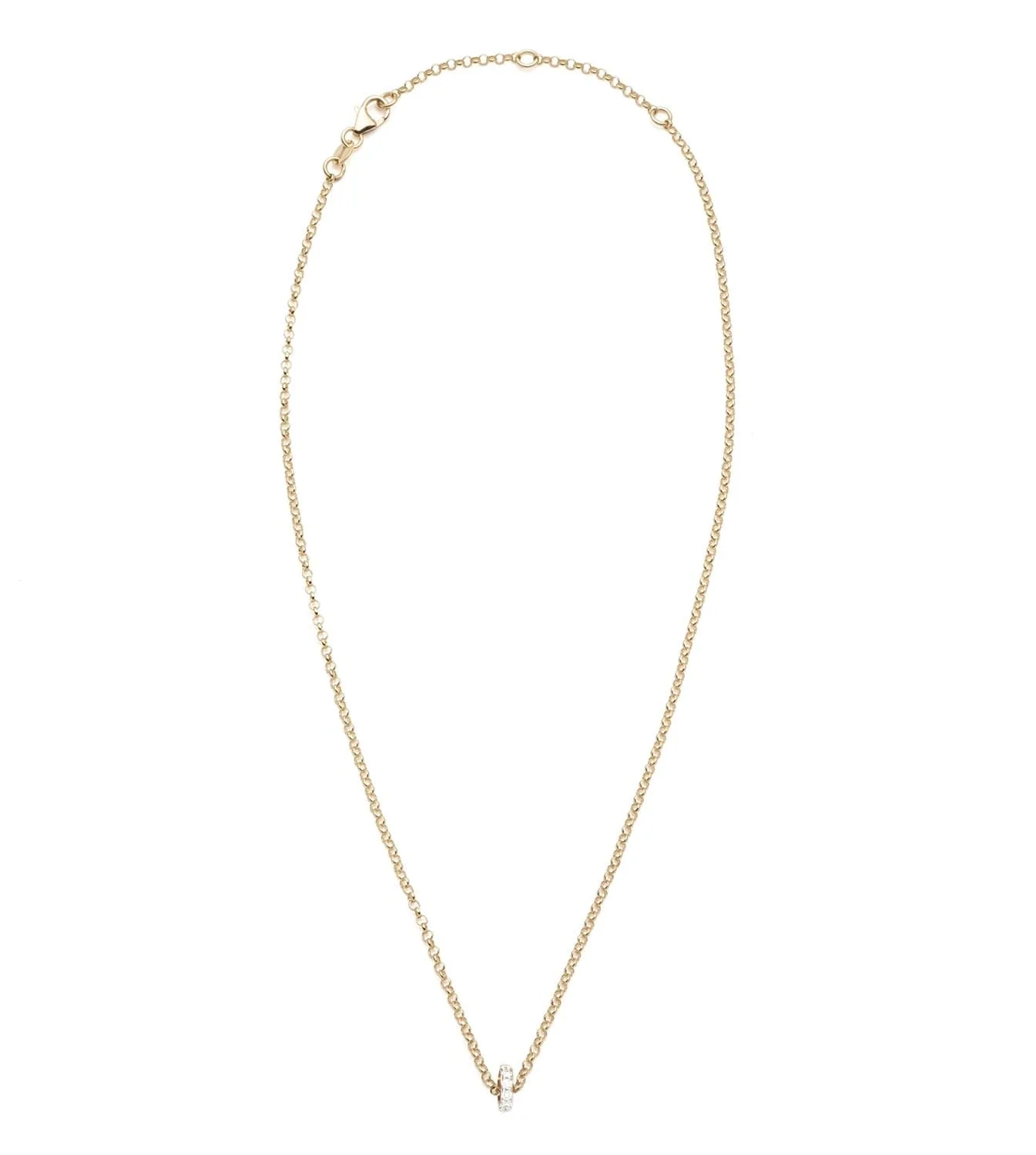True Love | Pavé Edge Heart Beat Fine Belcher Necklace | Diamonds, Yellow Gold - Image 3