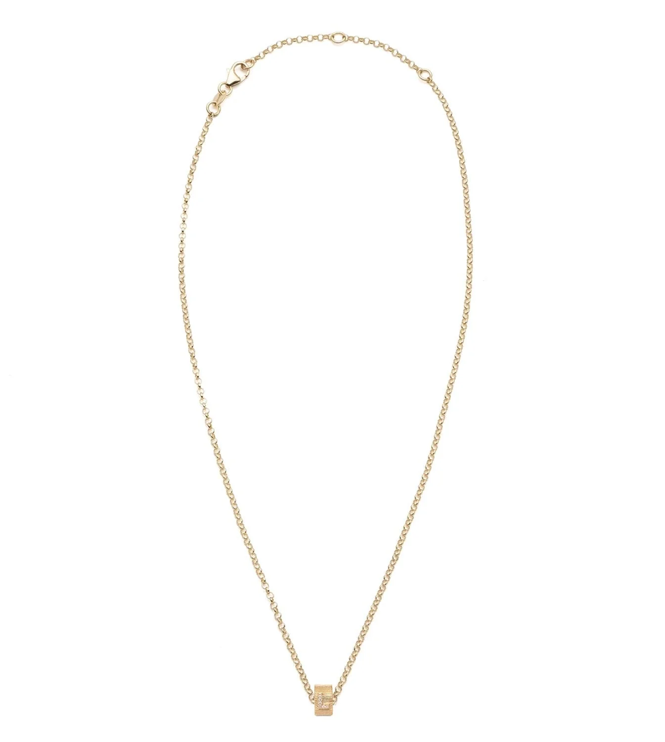 Personalized - True Love | Pavé Initial Heart Beat Fine Belcher Necklace | Diamonds, Yellow Gold - Image 3