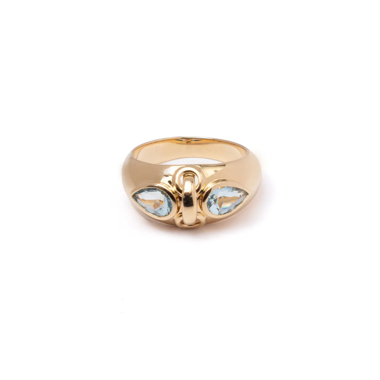 True Love | Forever & Always a Pair Gemstone Ring | Aquamarine, Yellow Gold