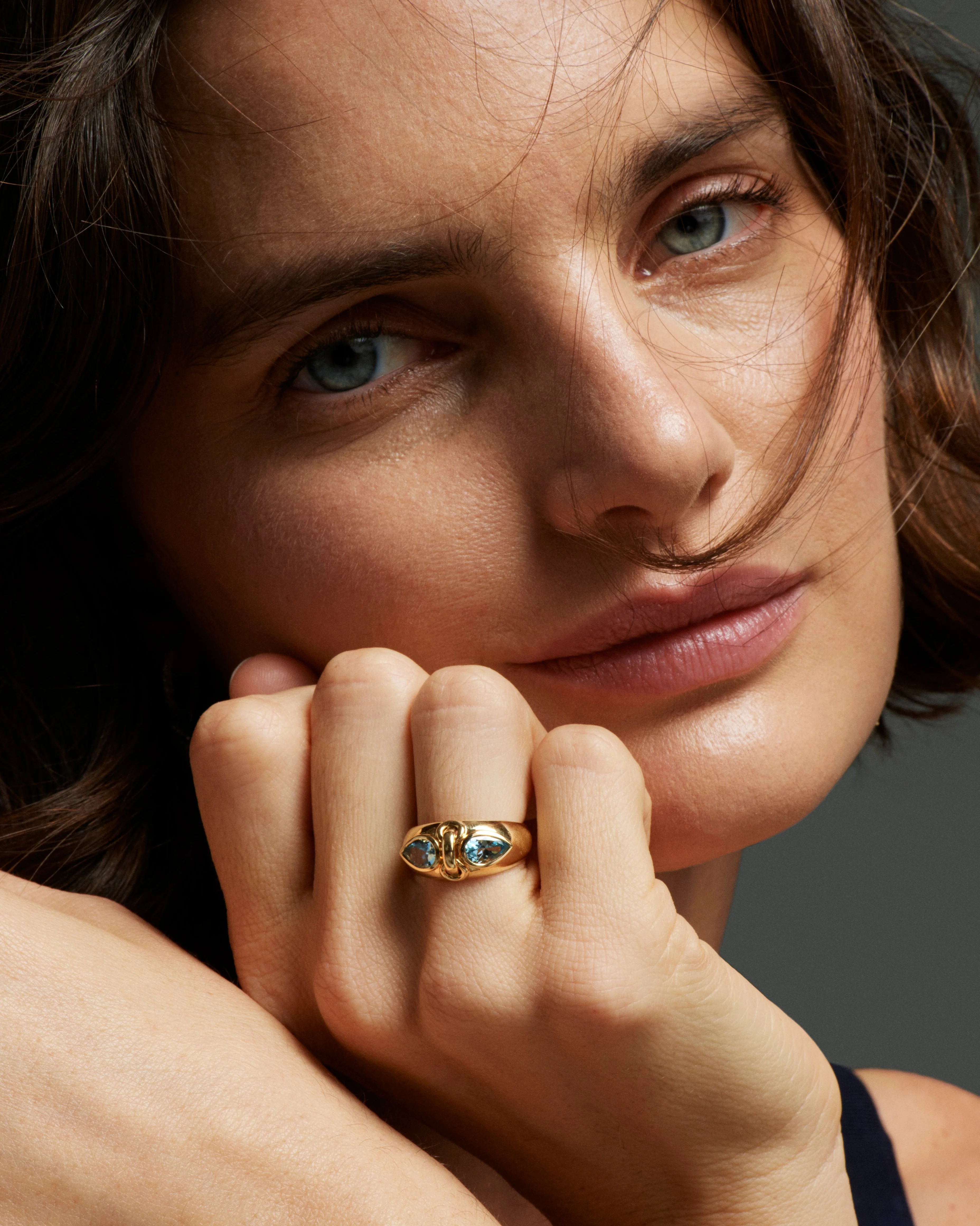 True Love | Forever & Always a Pair Gemstone Ring | Aquamarine, Yellow Gold - Image 3