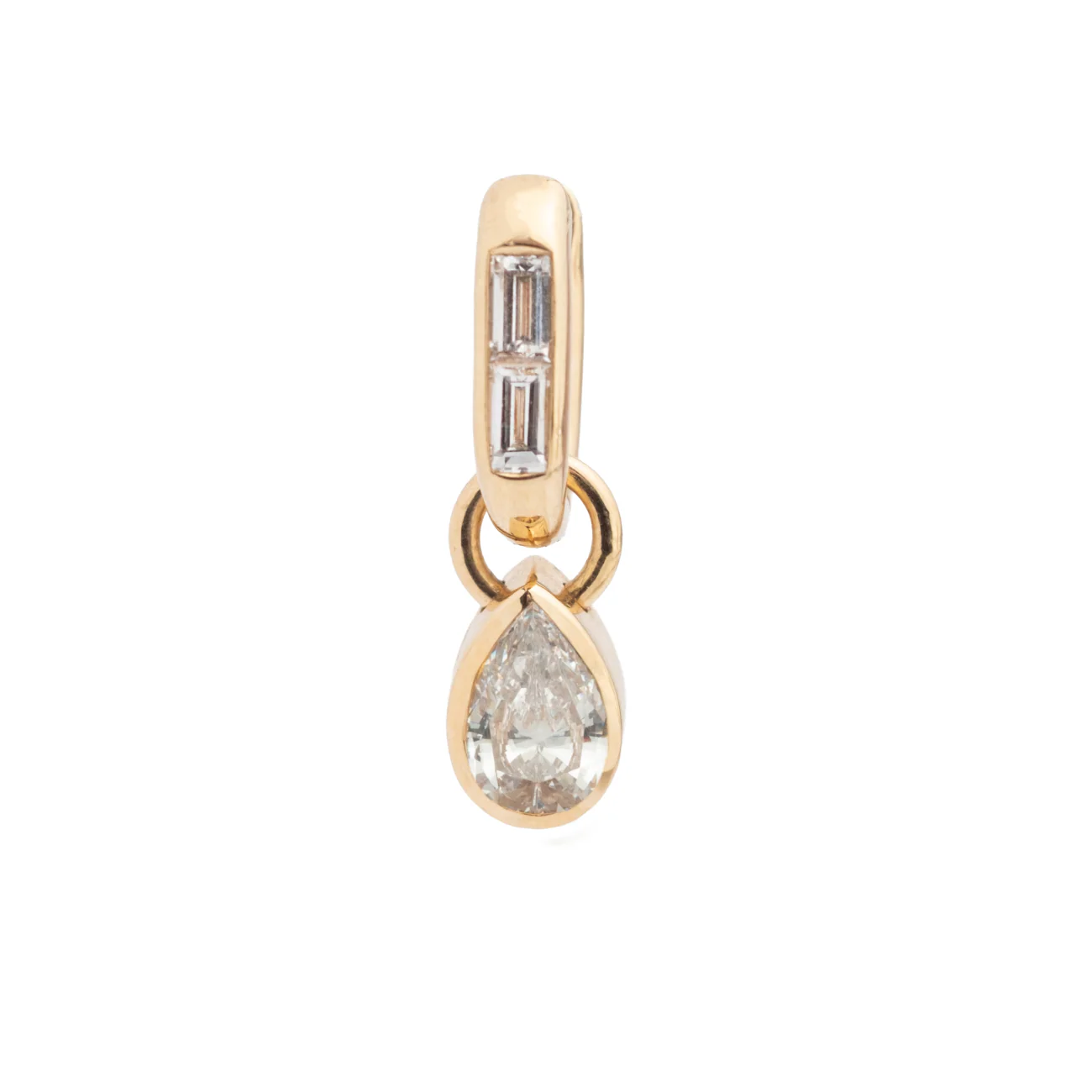 True Love | Forever & Always a Pair Baguette Petite Fob Earring | Diamonds, Yellow Gold
