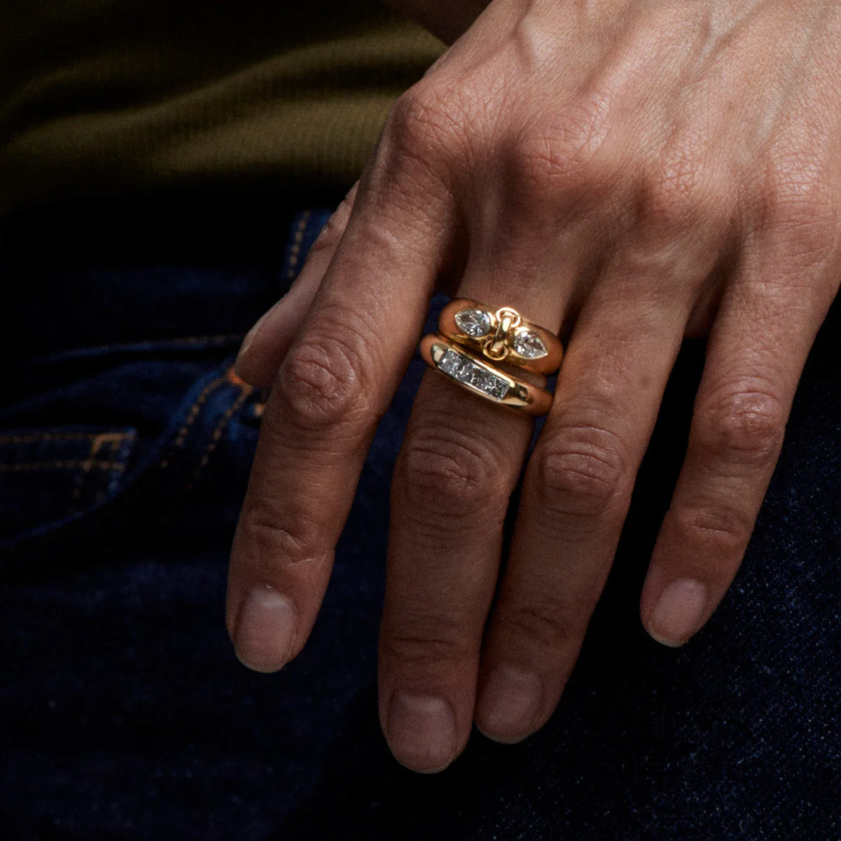 True Love | Forever & Always a Pair Gemstone Ring | Diamonds, Yellow Gold - Image 2