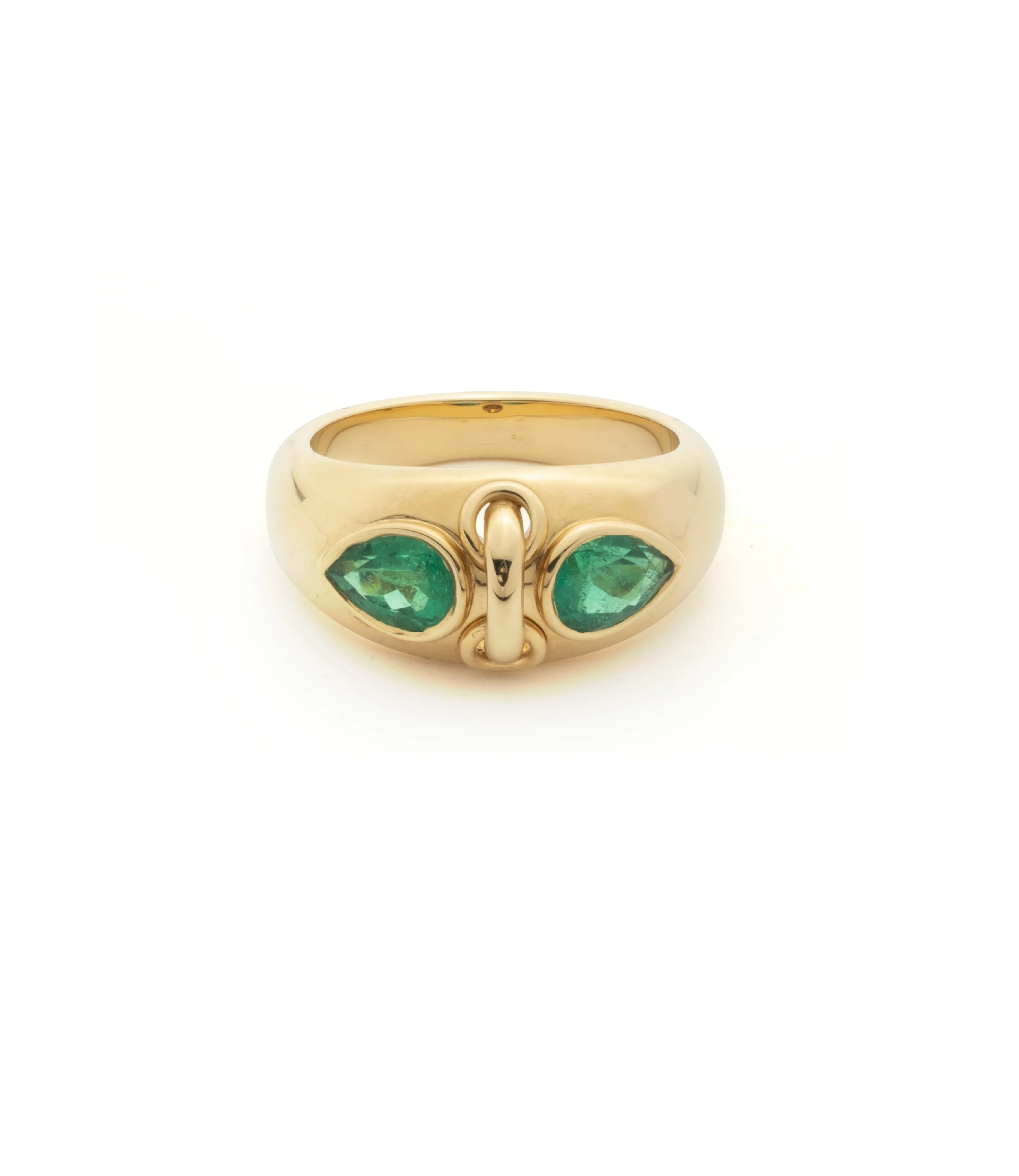 True Love | Forever & Always a Pair Gemstone Ring | Emerald, Yellow Gold - Image 4