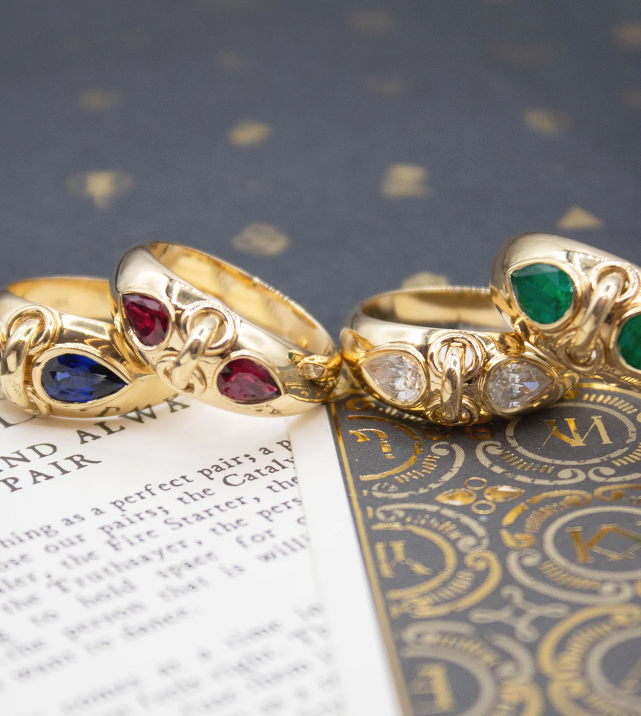 True Love | Forever & Always a Pair Gemstone Ring | Blue Sapphire, Yellow Gold - Image 3