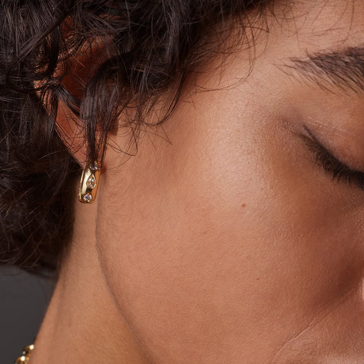 True Love | Forever & Always a Pair Gemstone Hoop Earring | Diamond, Yellow Gold - Image 3