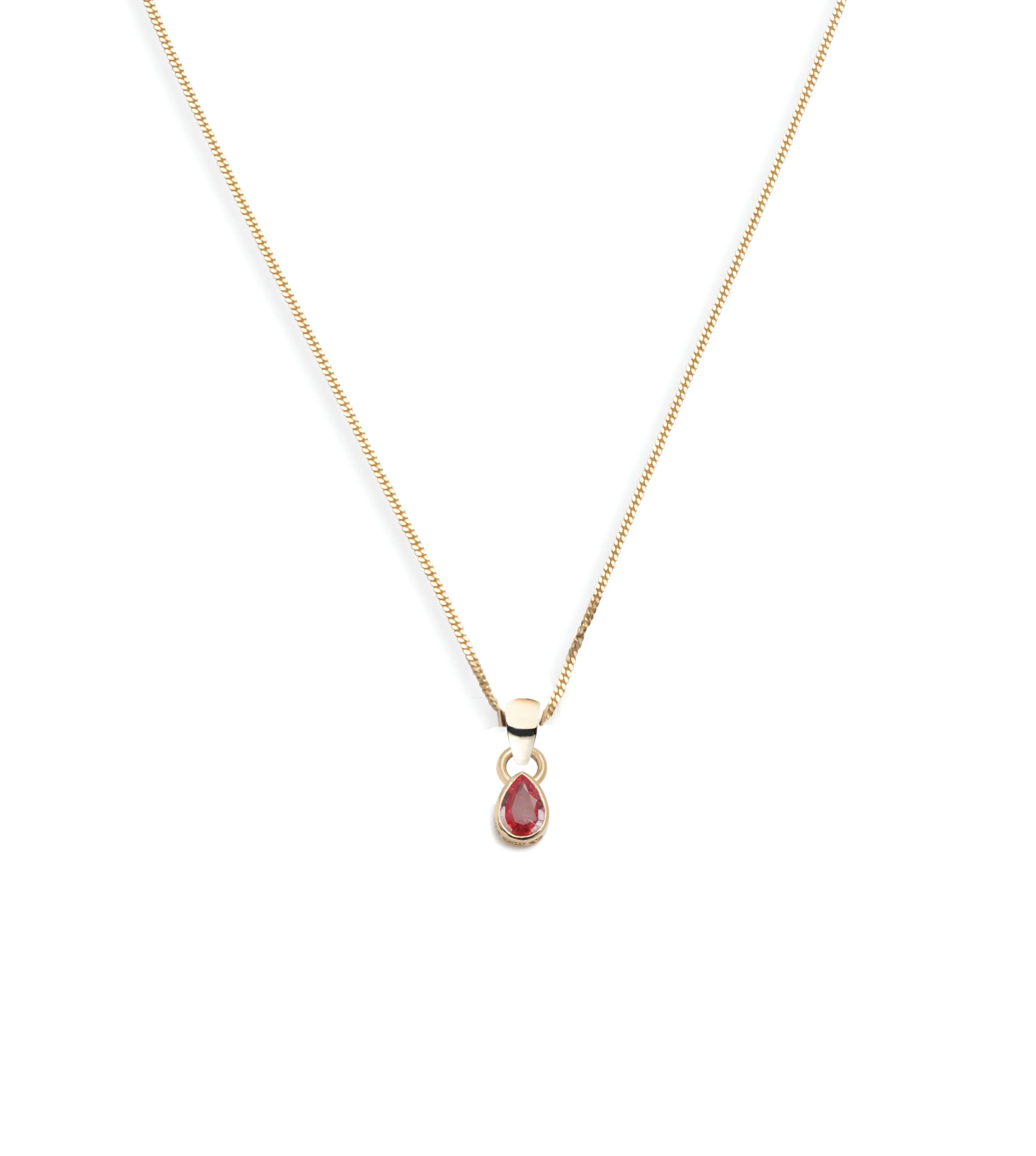 True Love | Forever & Always a Pair Fine Diamond Cut Curb Necklace | Ruby, Yellow Gold