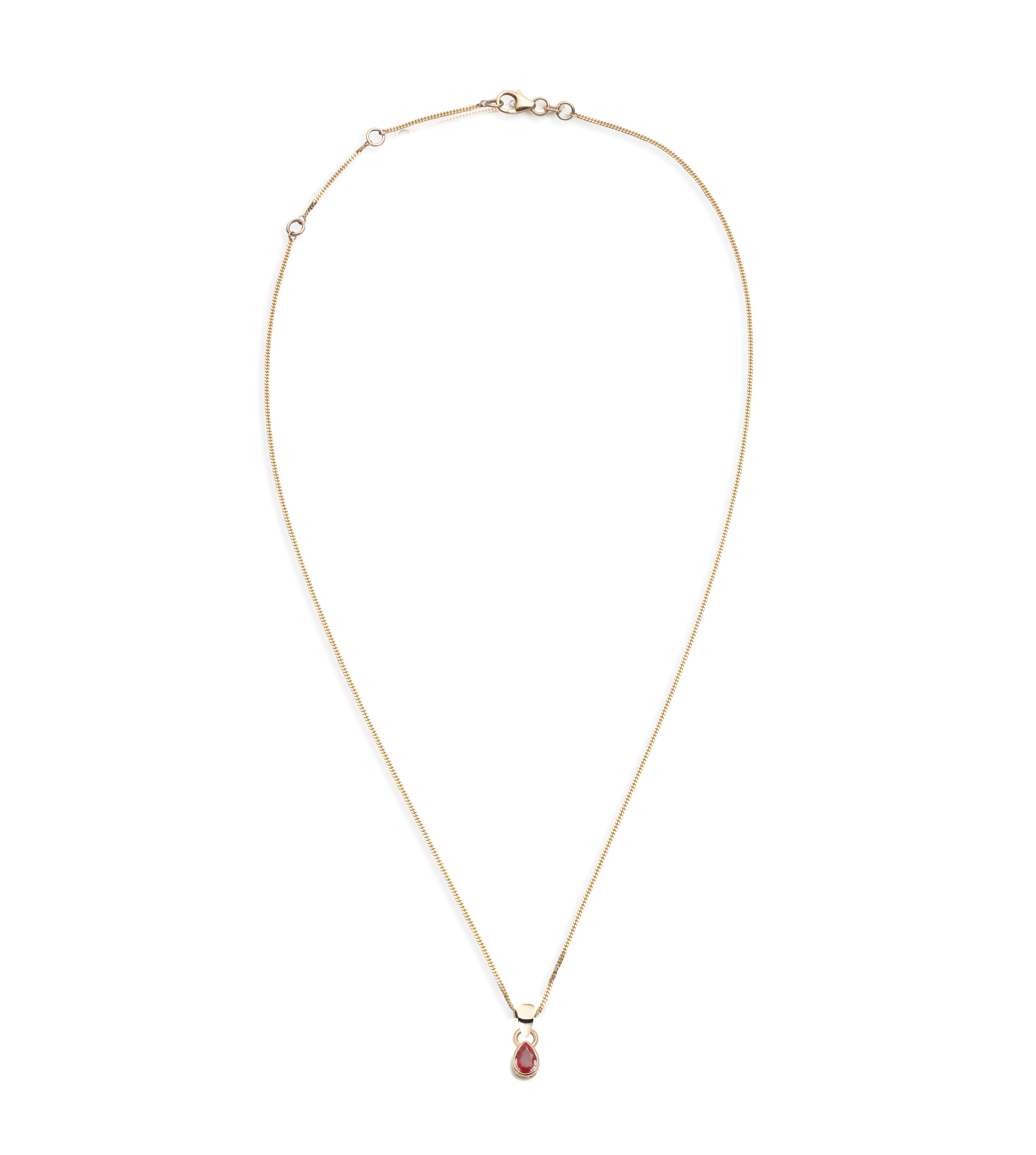 True Love | Forever & Always a Pair Fine Diamond Cut Curb Necklace | Ruby, Yellow Gold - Image 2