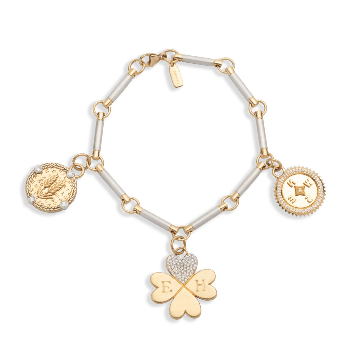 True Love - Personalized | Engravable Clover and Infinite Gratitude Element Bracelet | Diamonds, Mixed Gold