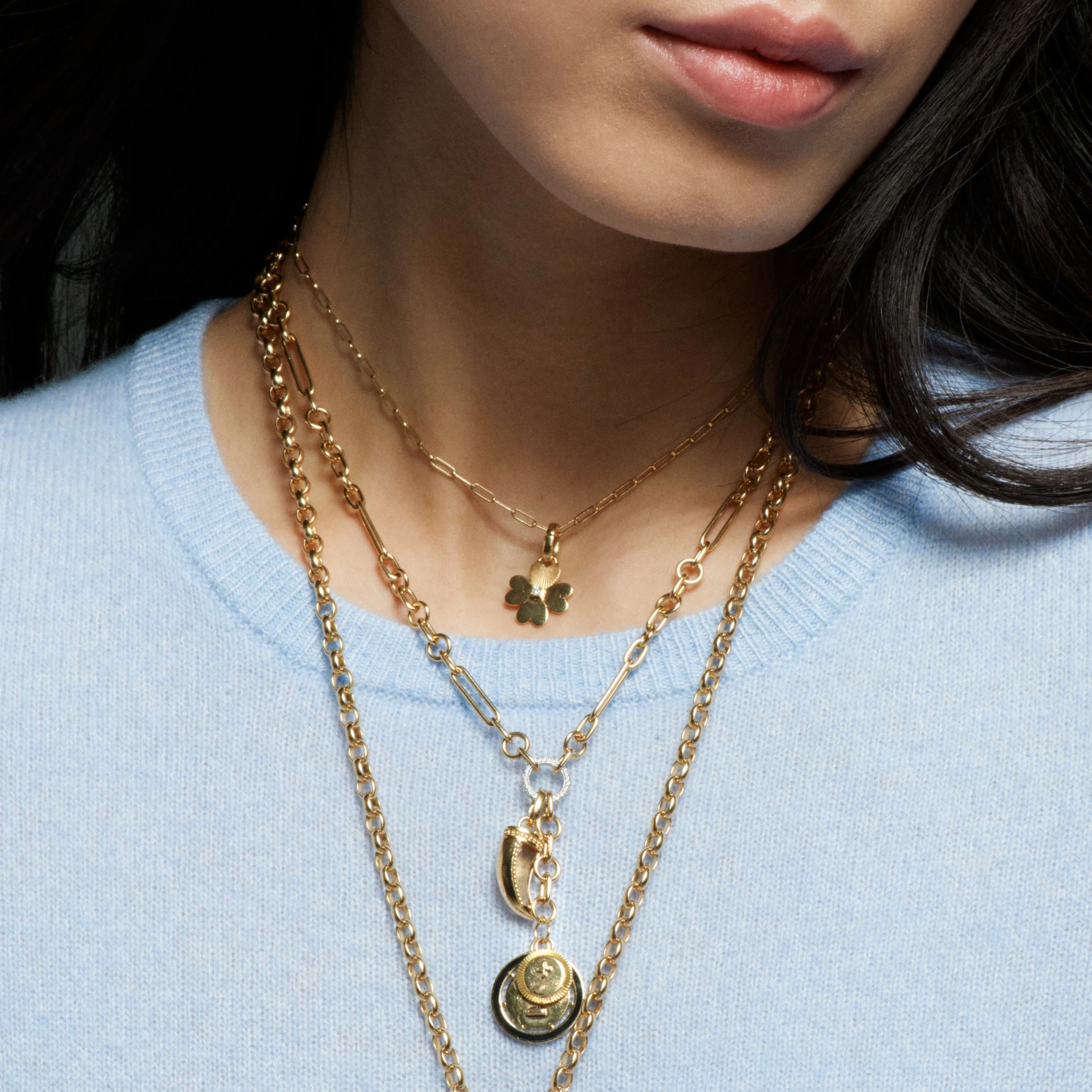 Personalized - True Love | Engravable Four Heart Clover Miniature Pendant | Diamond, Yellow Gold - Image 2