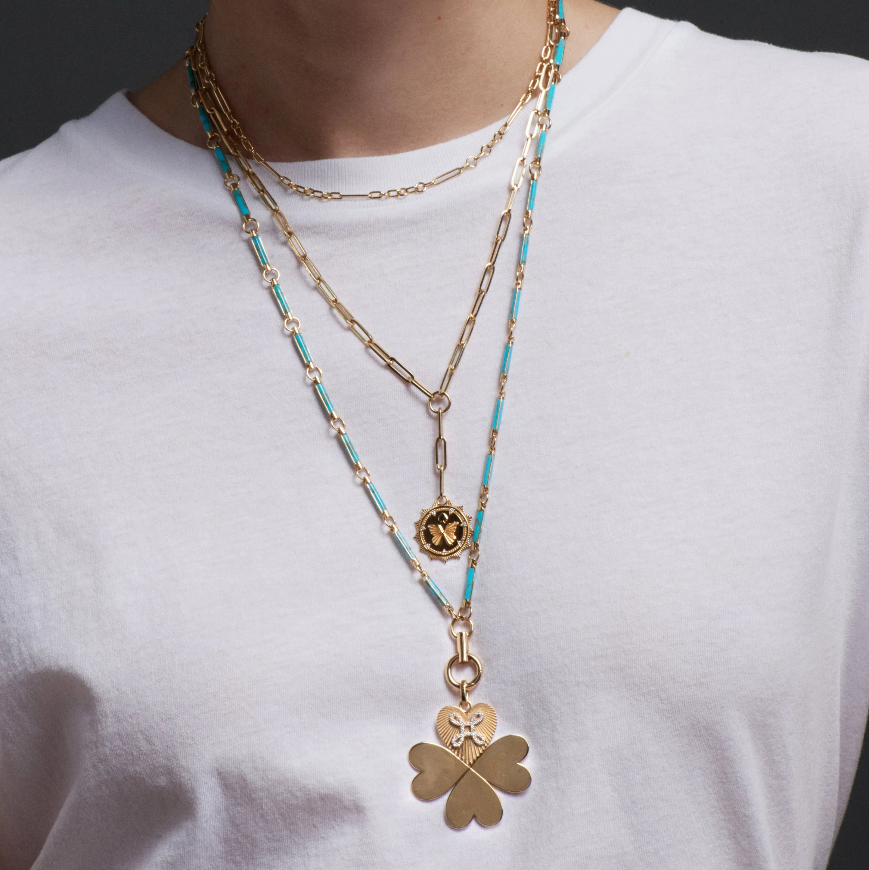 True Love | Pavé 'Love Knot' Four Heart Clover Oversized Pendant | Diamonds, Yellow Gold - Image 3
