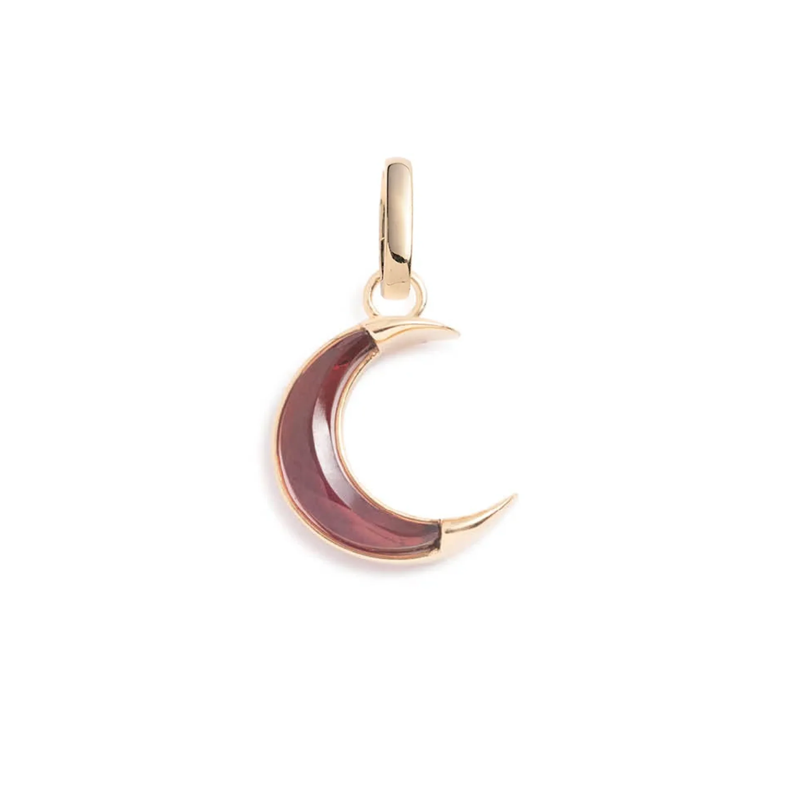 Infinite Gratitude | Gemstone Crescent Small Pendant | Garnet, Yellow Gold