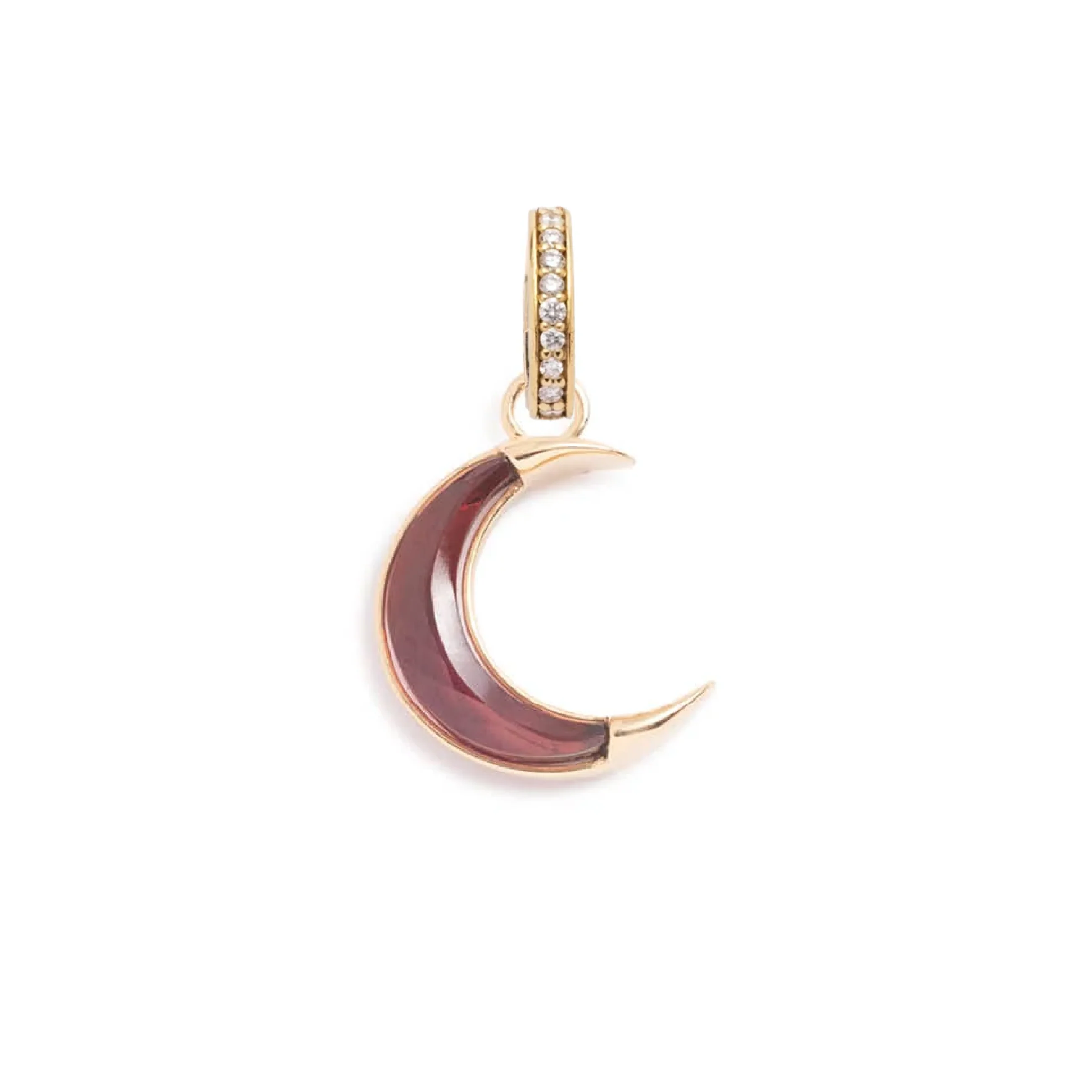 Infinite Gratitude | Gemstone Crescent Small Pendant | Garnet, Yellow Gold - Image 2