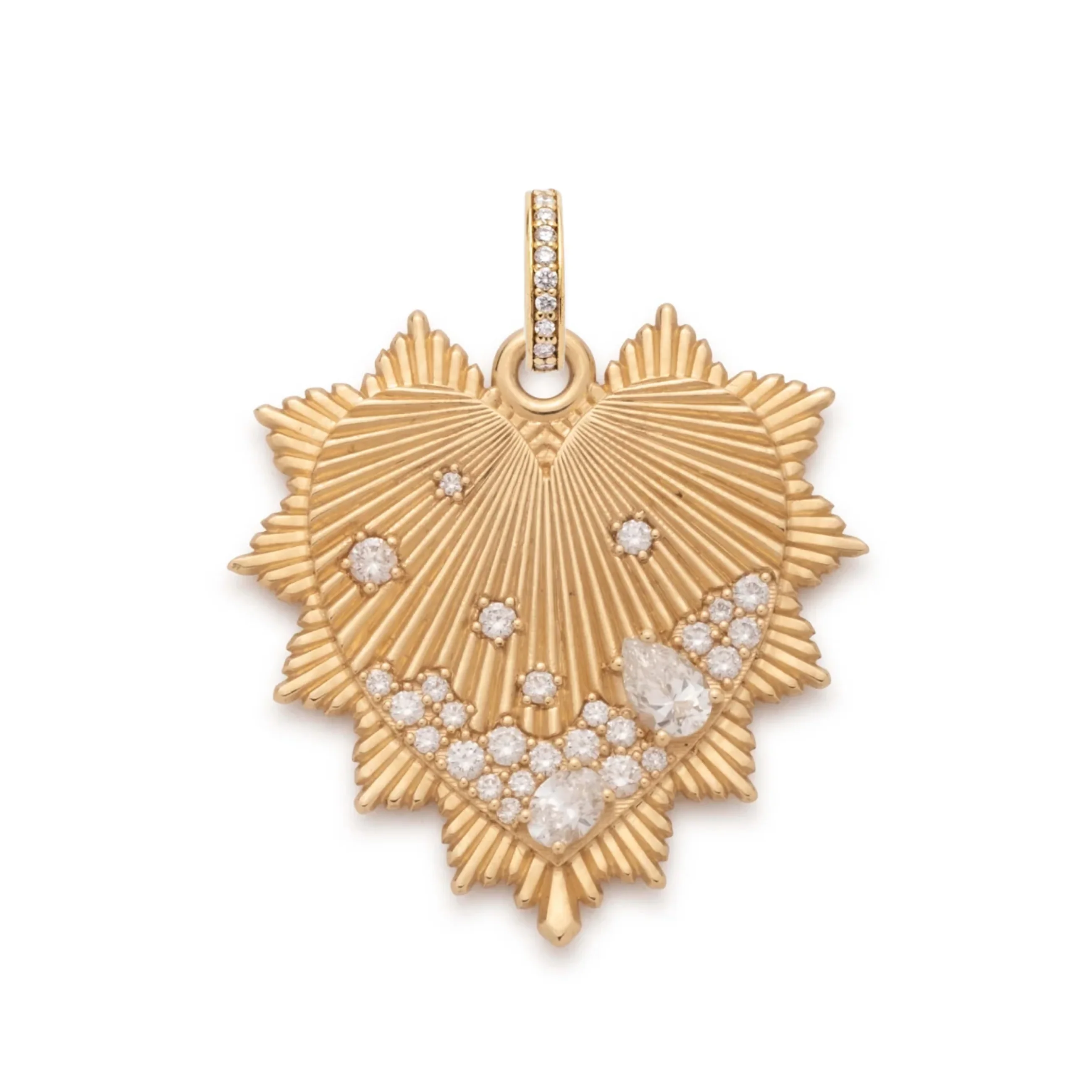 True Love | Encrusted Diamond Heart Love Token Oversized Medallion | Diamonds, Yellow Gold - Image 3
