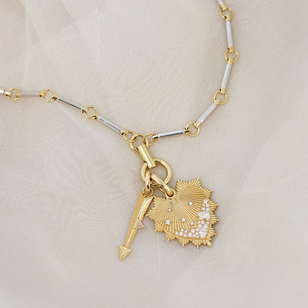 True Love | Encrusted Diamond Heart Love Token Oversized Medallion | Diamonds, Yellow Gold - Image 4