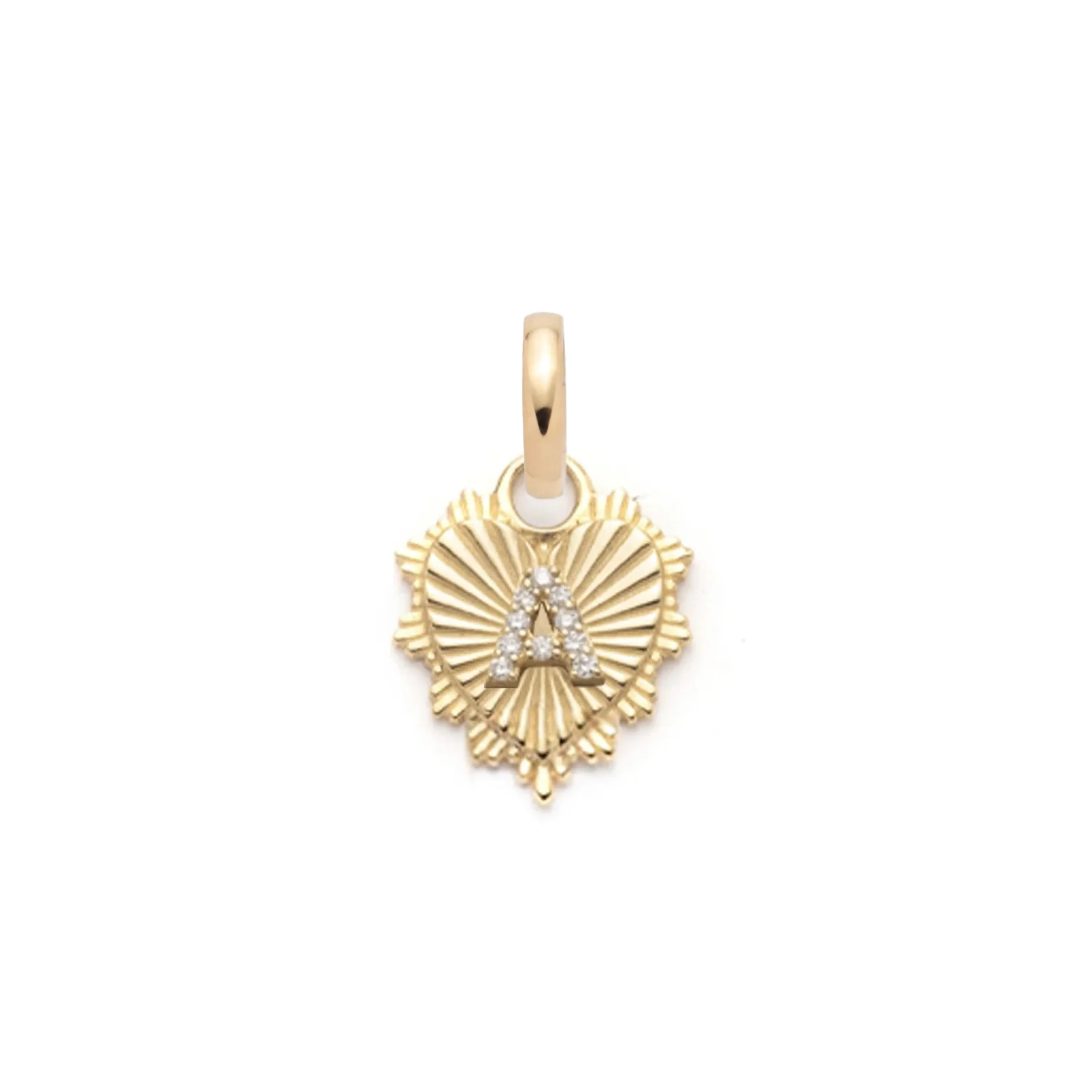Personalized - True Love | Initial Heart Love Token Miniature Medallion | Diamonds, Yellow Gold