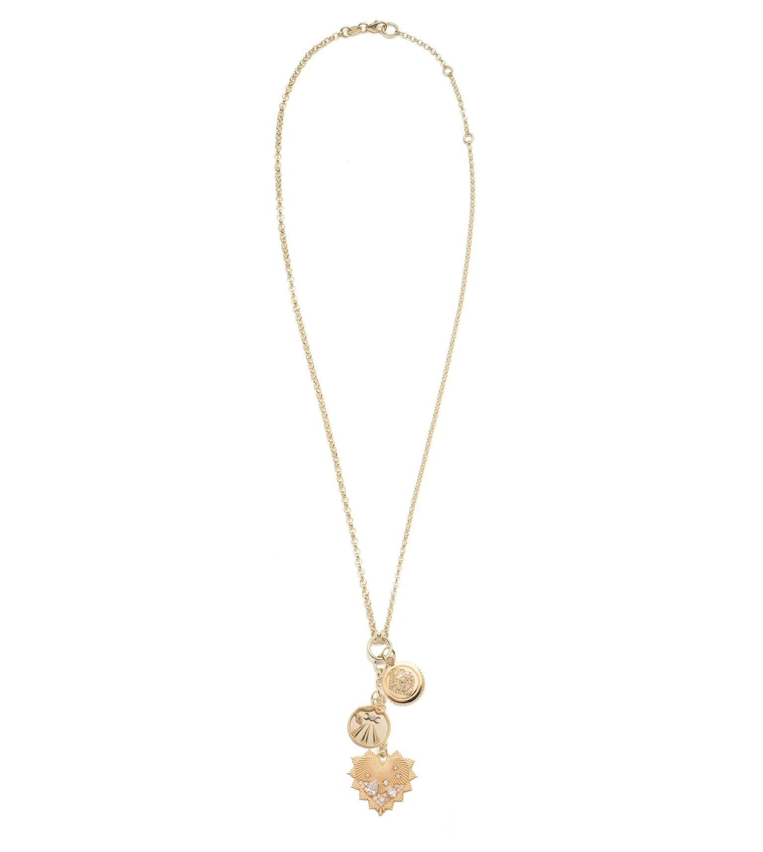 True Love - Wholeness | Heart Love Token and Mind, Body, Soul Small Mixed Belcher Extension Necklace | Diamonds, Yellow Gold - Image 3