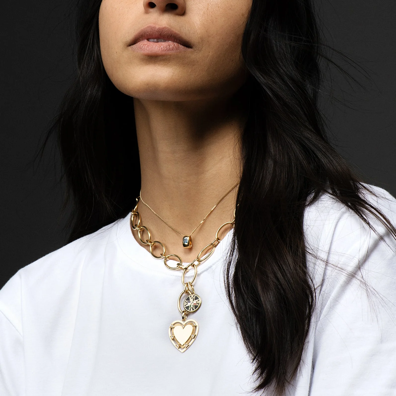 Personalized - True Love | Engravable Heart Oval Link Necklace | Diamonds, Yellow Gold - Image 4