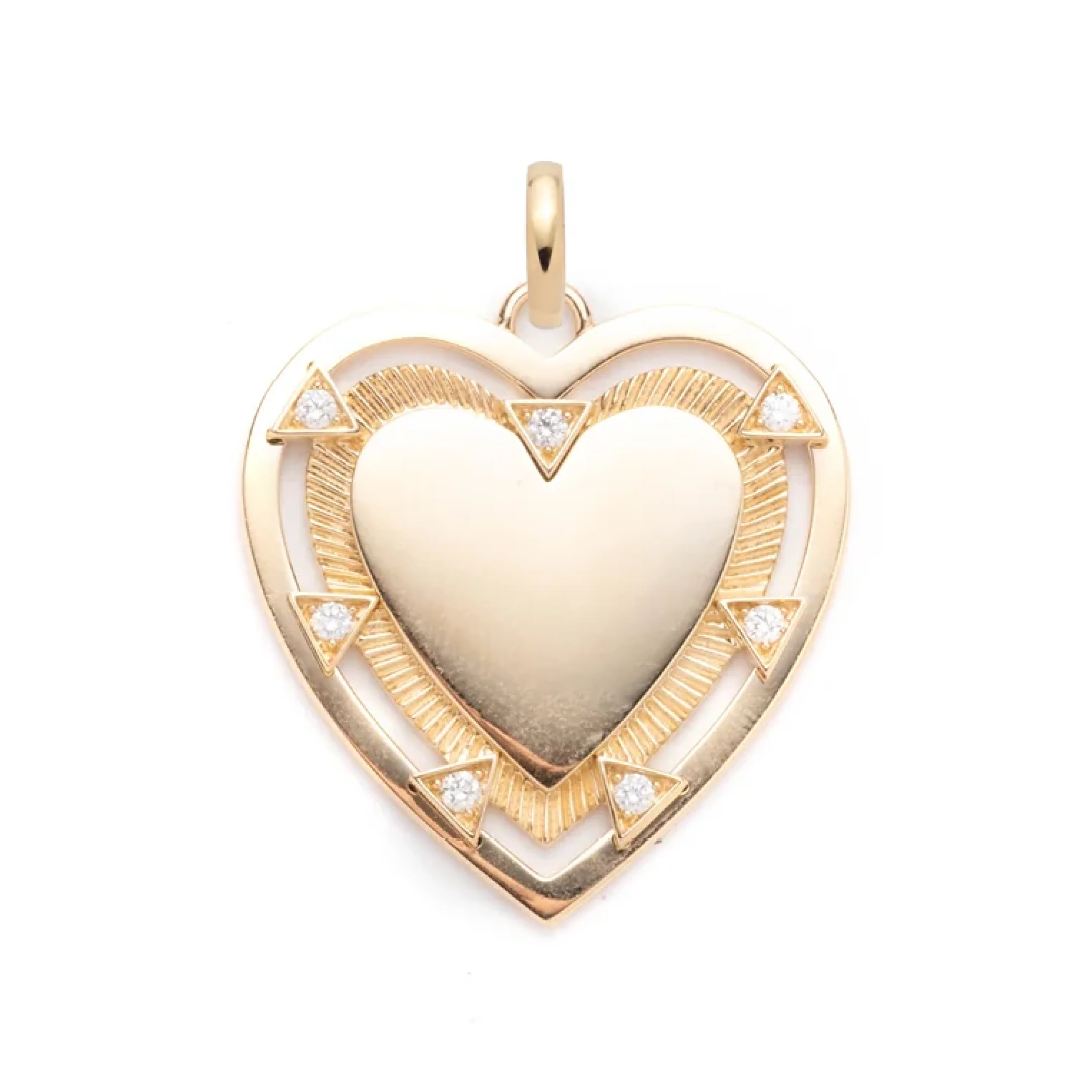 Personalized - True Love | Engravable Heart Large Medallion | Diamonds, Yellow Gold