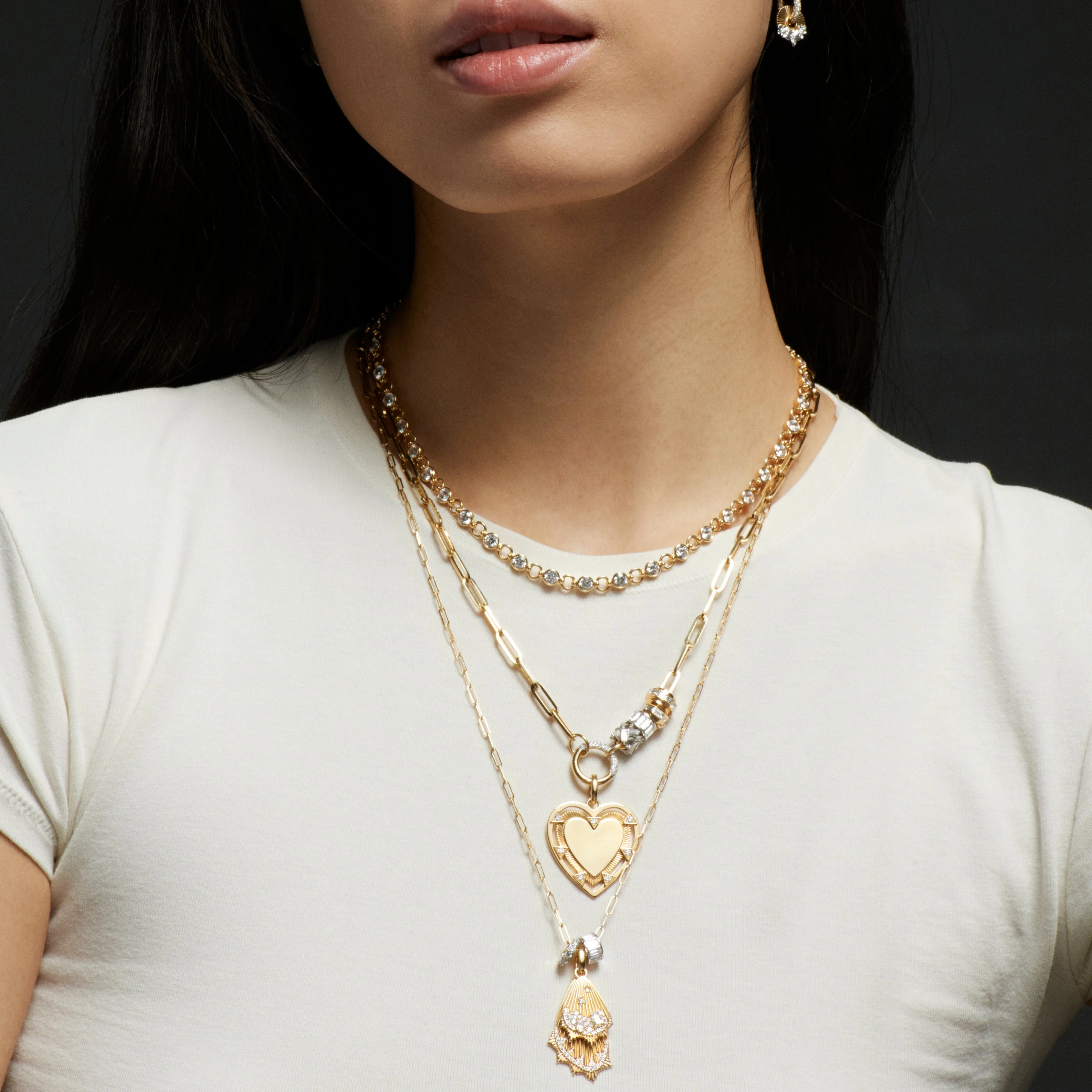 Personalized - True Love | Engravable Heart Large Medallion | Diamonds, Yellow Gold - Image 2