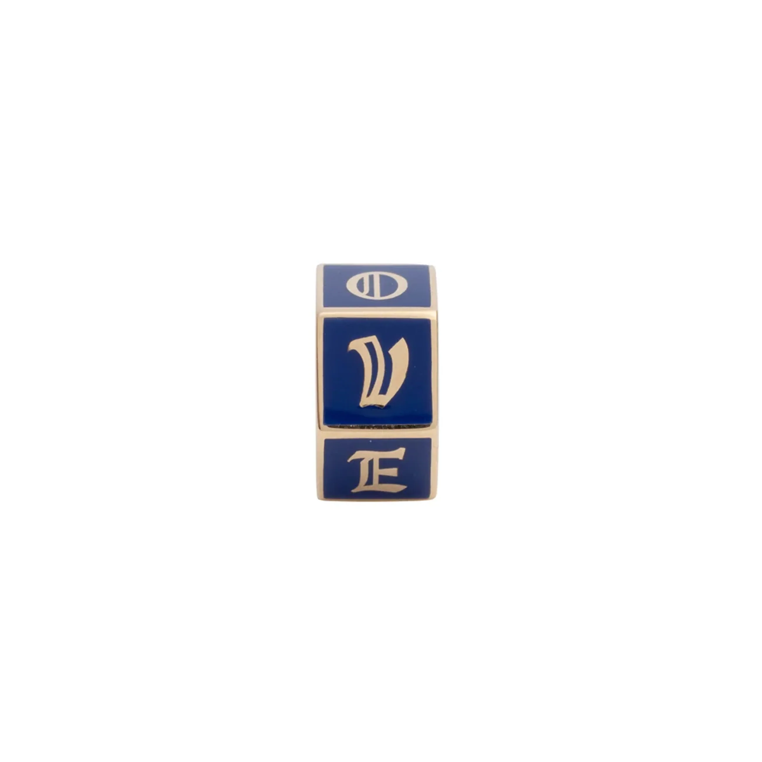 True Love | 'I Love U' Faceted Medium Heart Beat | Blue Ceramic, Yellow Gold