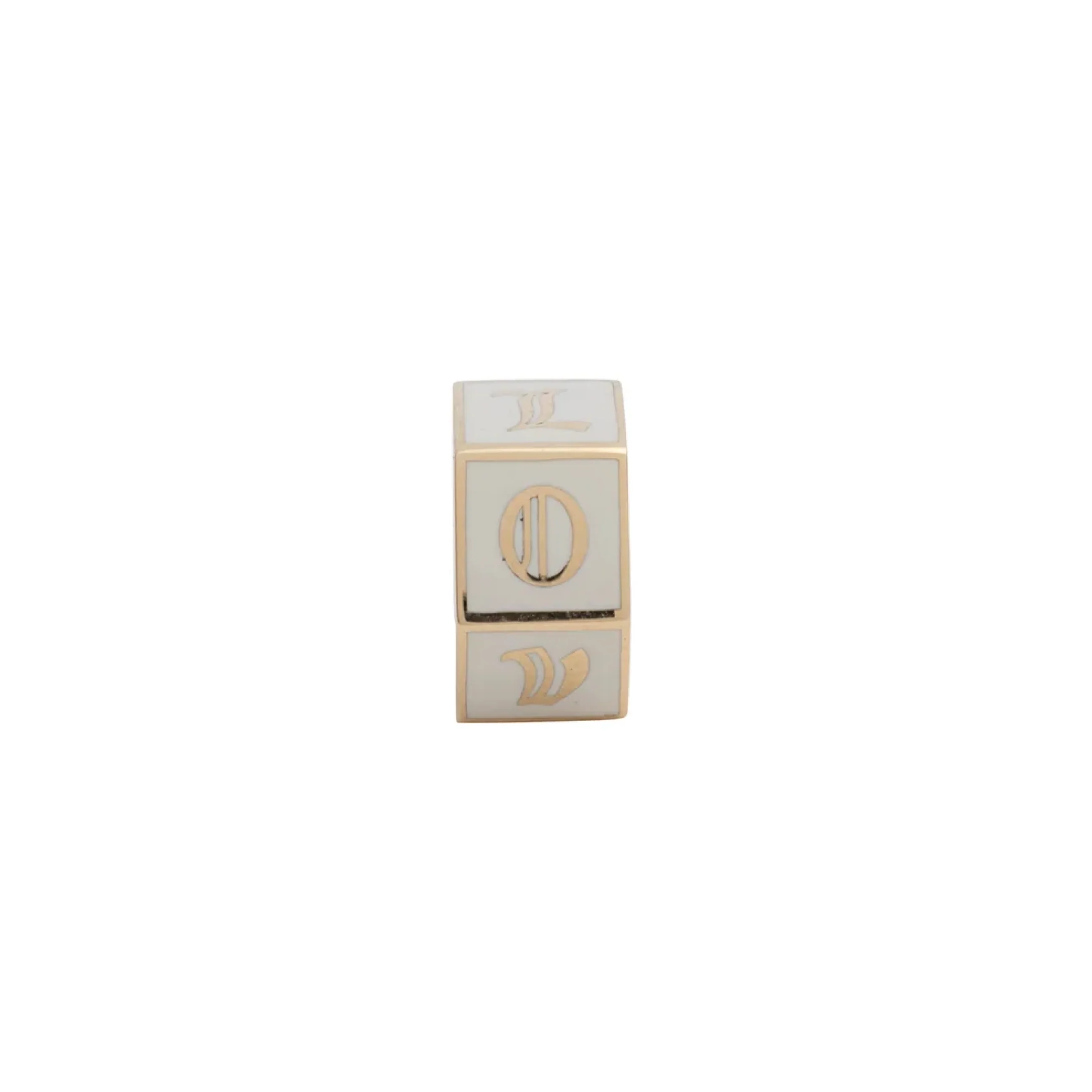 True Love | 'I Love U' Faceted Medium Heart Beat | Cream Ceramic, Yellow Gold
