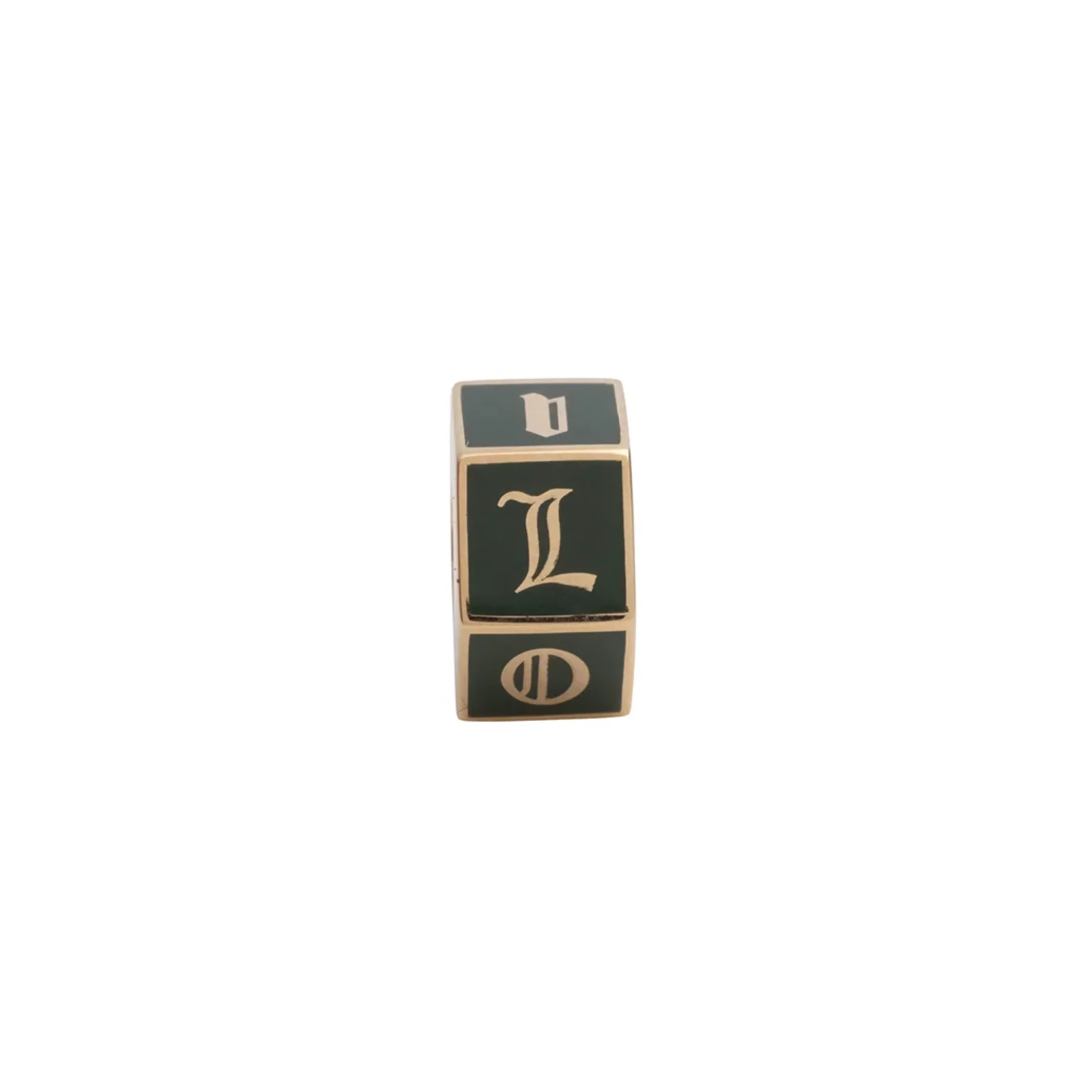 True Love | 'I Love U' Faceted Medium Heart Beat | Olive Ceramic, Yellow Gold