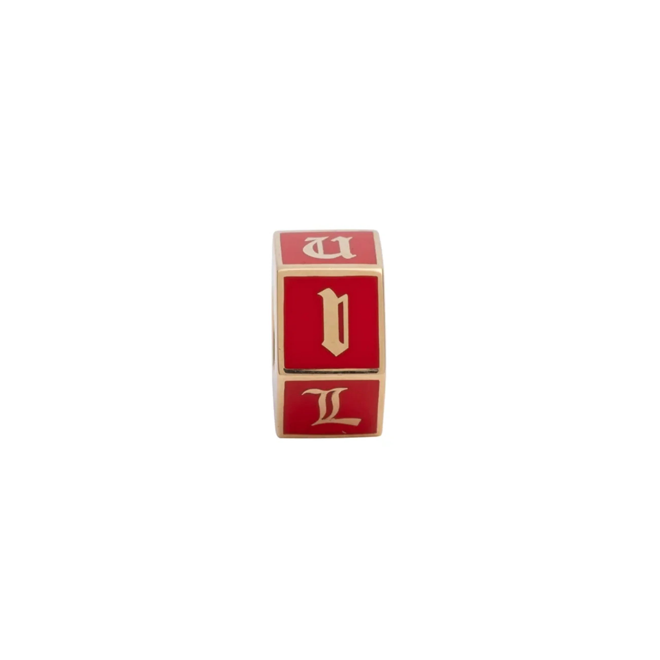 True Love | 'I Love U' Faceted Medium Heart Beat | Red Ceramic, Yellow Gold