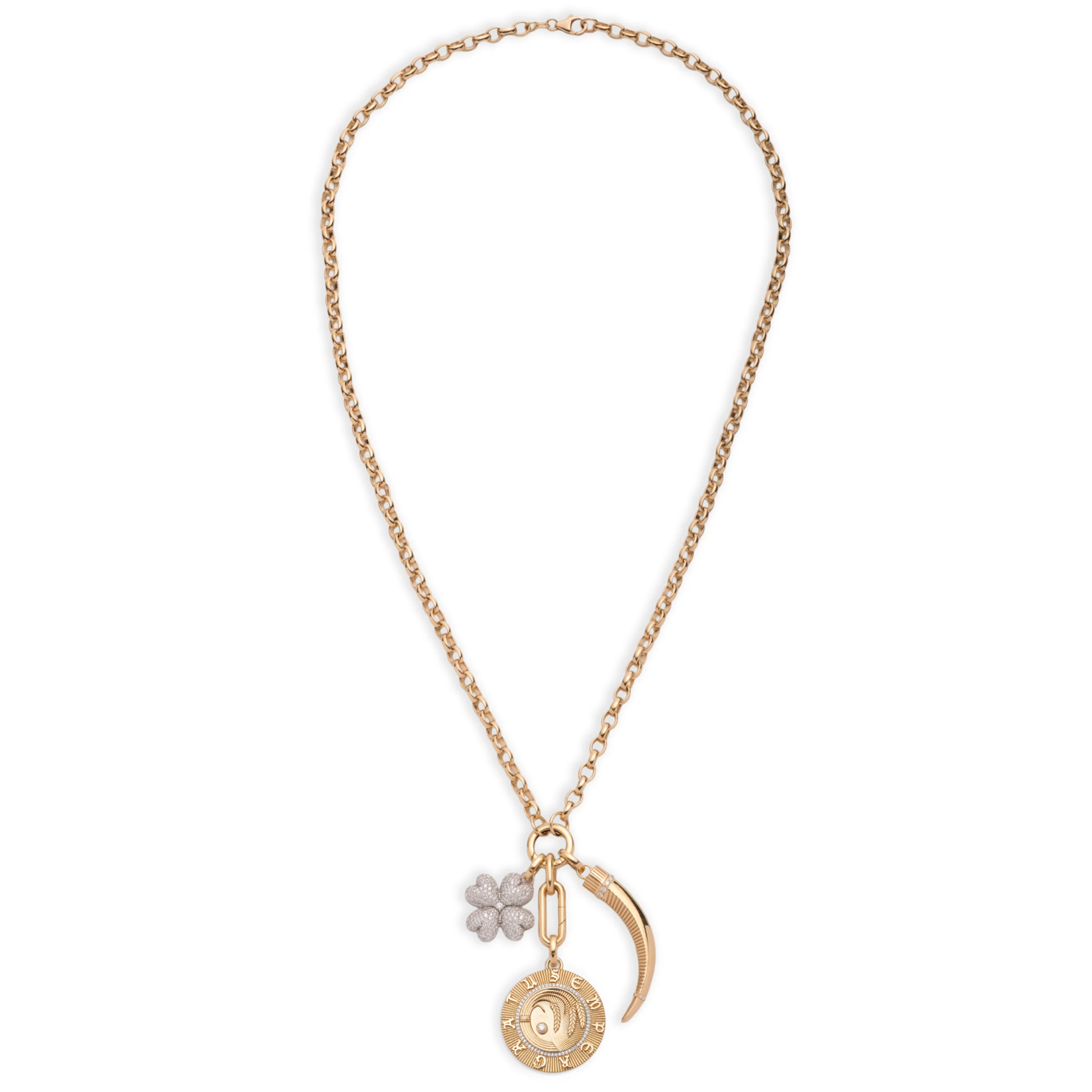 Infinite Gratitude - Protection | Braided Wheat and La Loba Claw Heavy Belcher Open Chain | Diamonds, Mixed Gold - Image 3