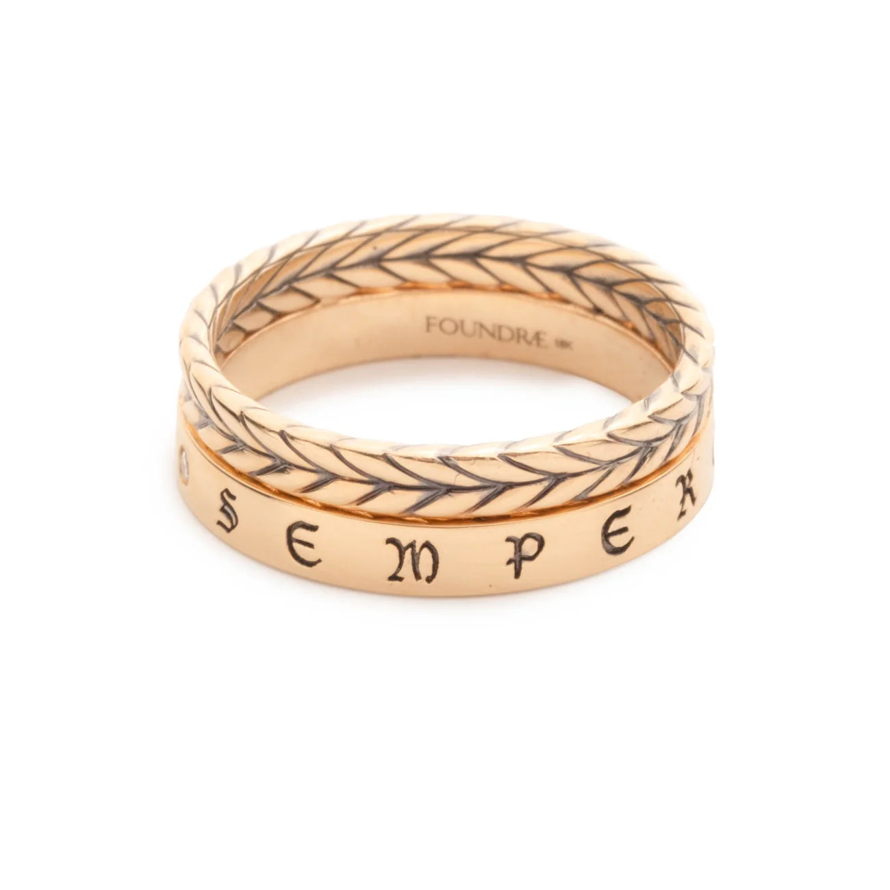 Infinite Gratitude | Semper Gratus Braided Wheat Band | Diamonds, Yellow Gold