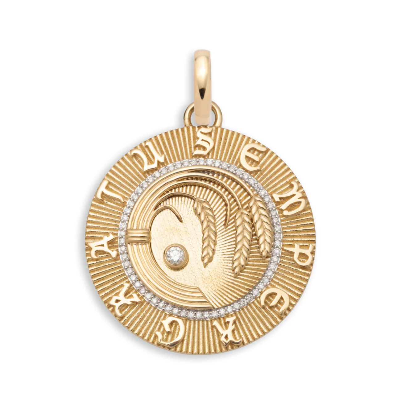 Infinite Gratitude | Braided Wheat Large Medallion | Diamonds, Yellow Gold