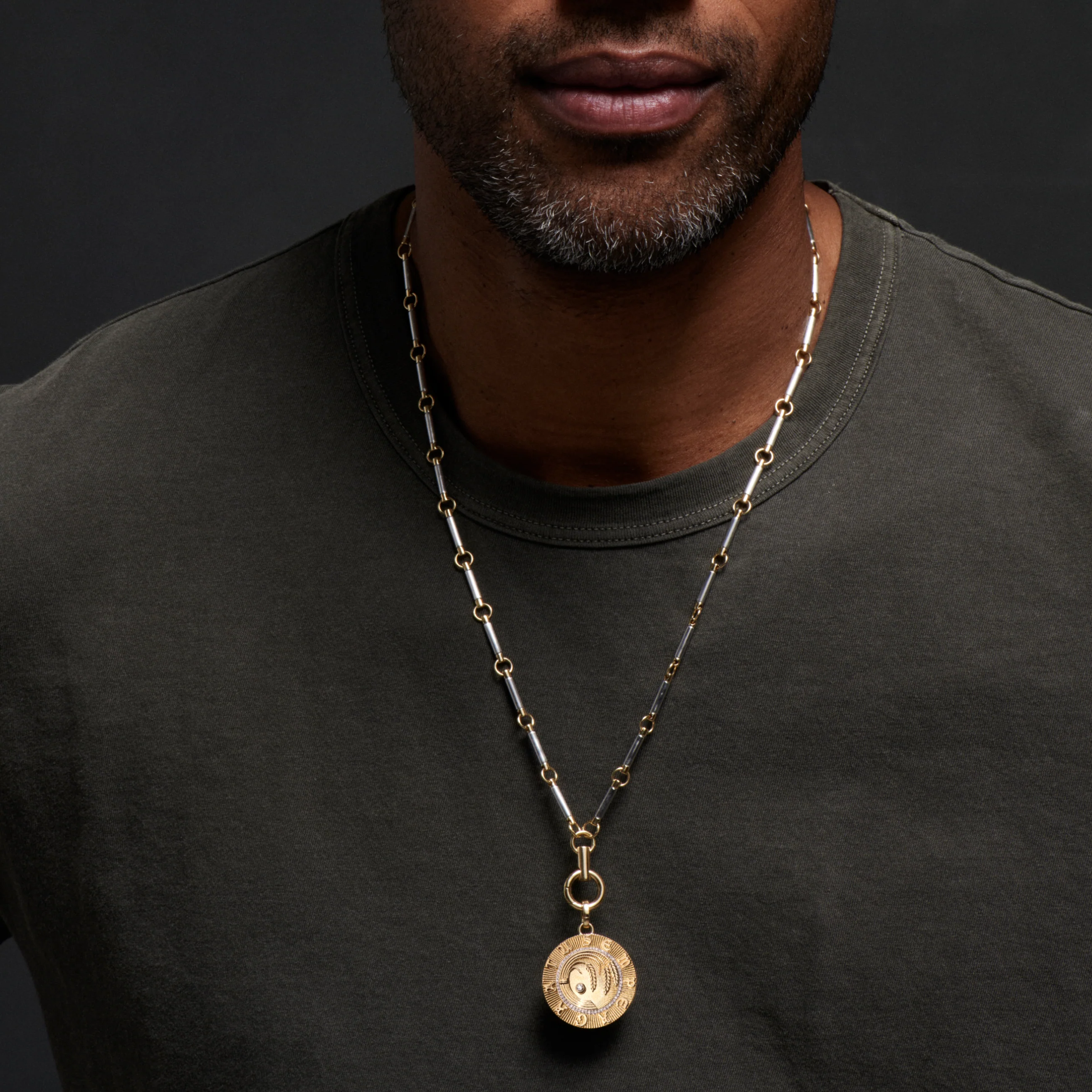 Infinite Gratitude | Braided Wheat Large Medallion | Diamonds, Yellow Gold - Image 3