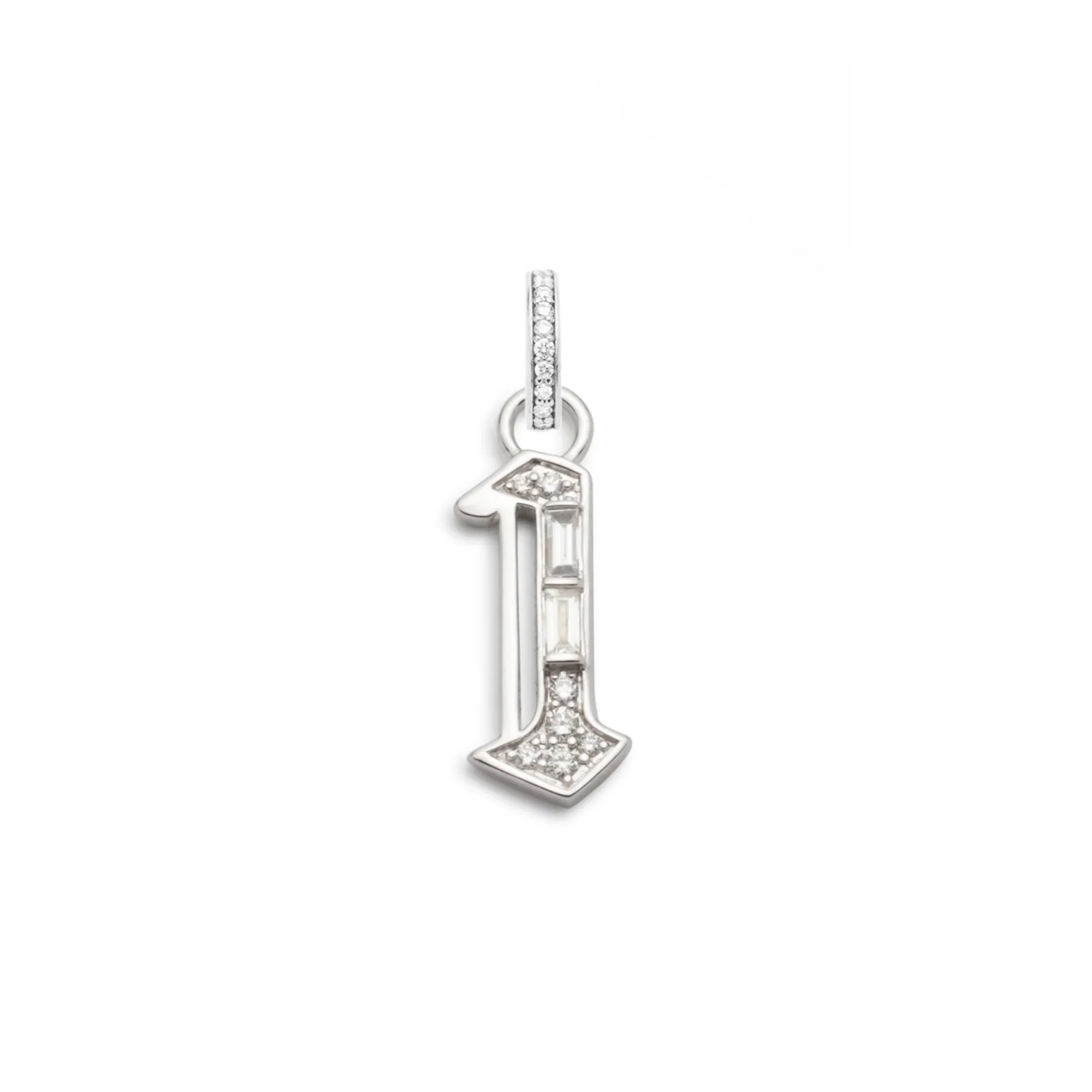 Personalized - Foundation | Diamond Number Pendant | Diamonds, White Gold