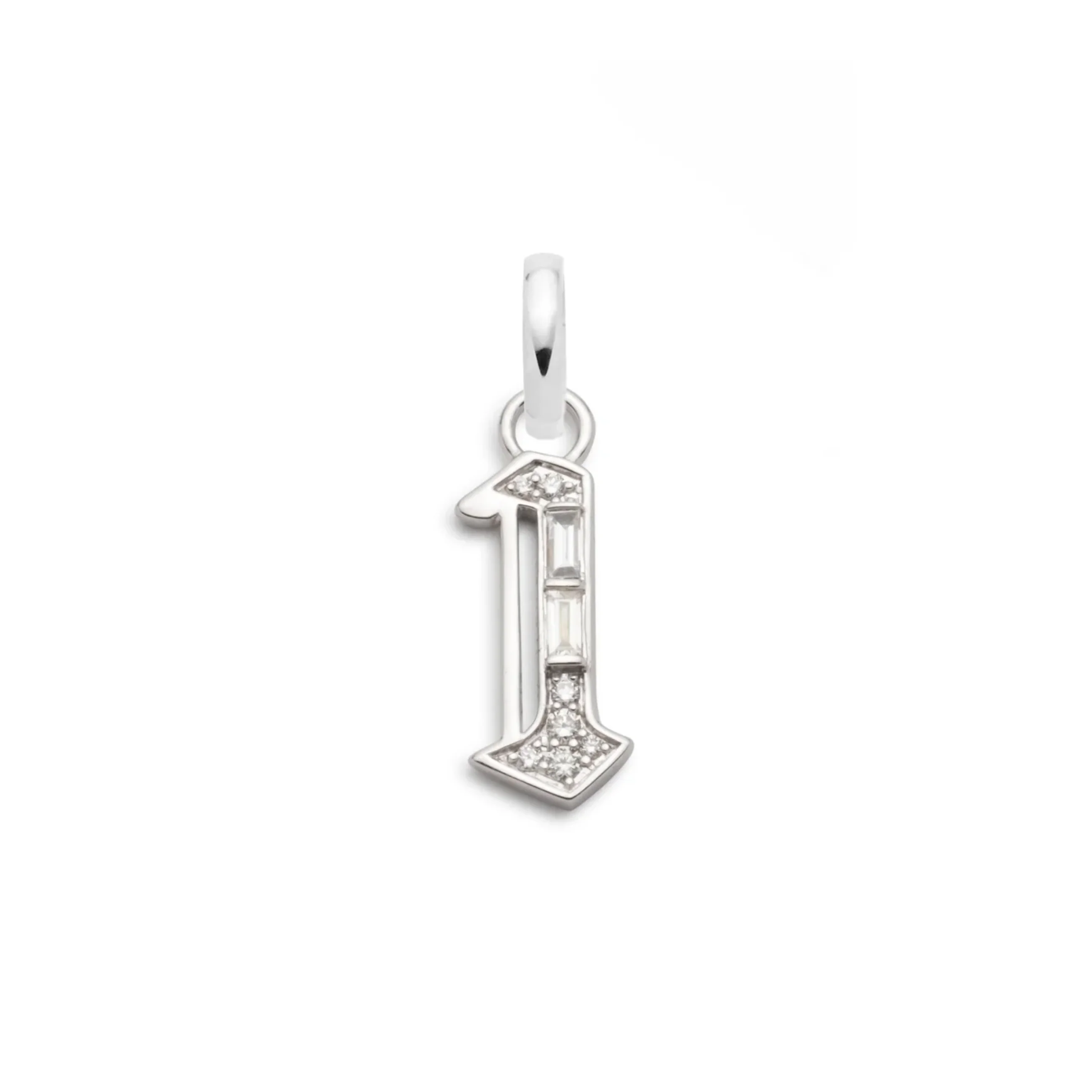 Personalized - Foundation | Diamond Number Pendant | Diamonds, White Gold - Image 3