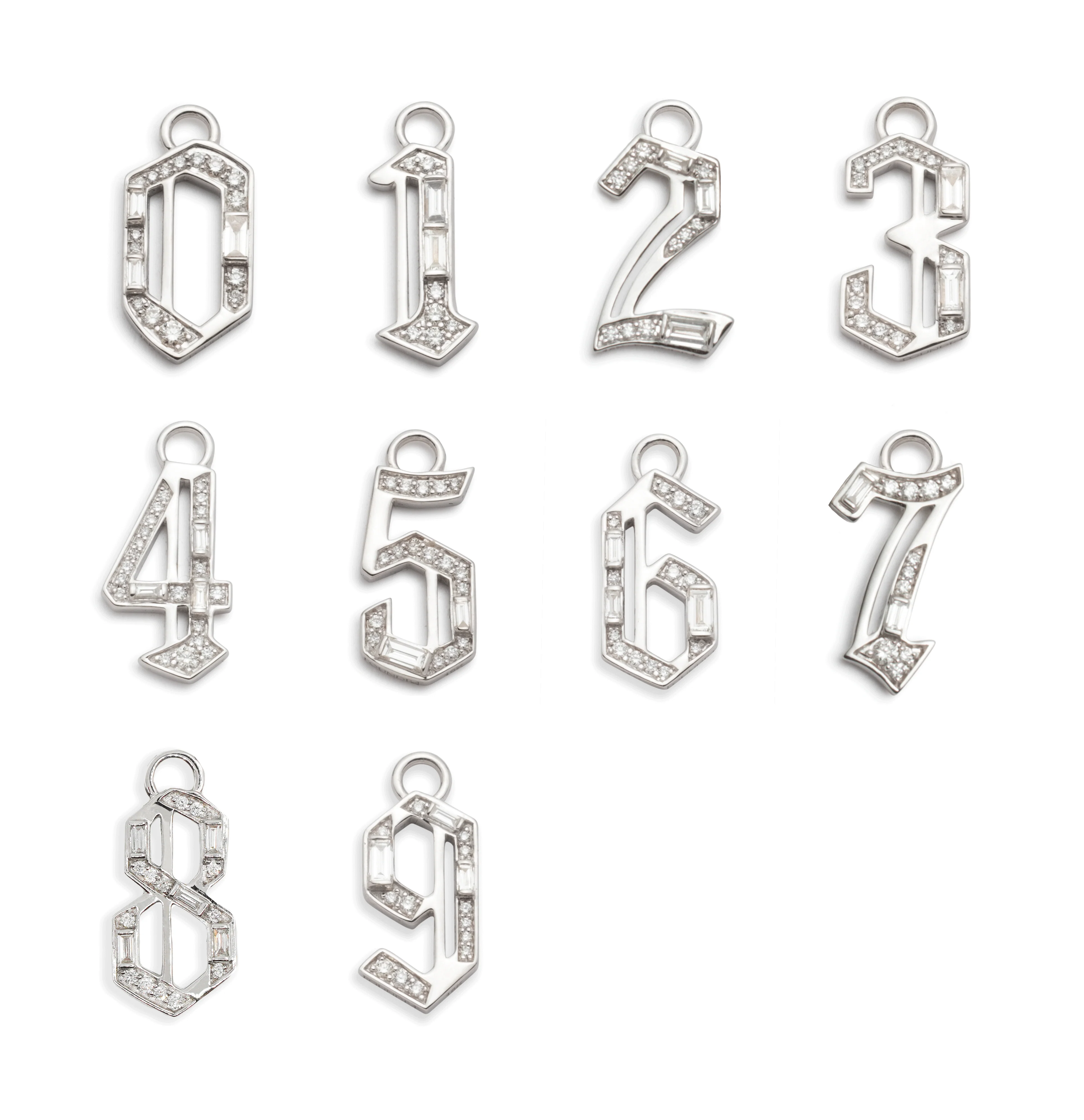 Personalized - Foundation | Diamond Number Pendant | Diamonds, White Gold - Image 4