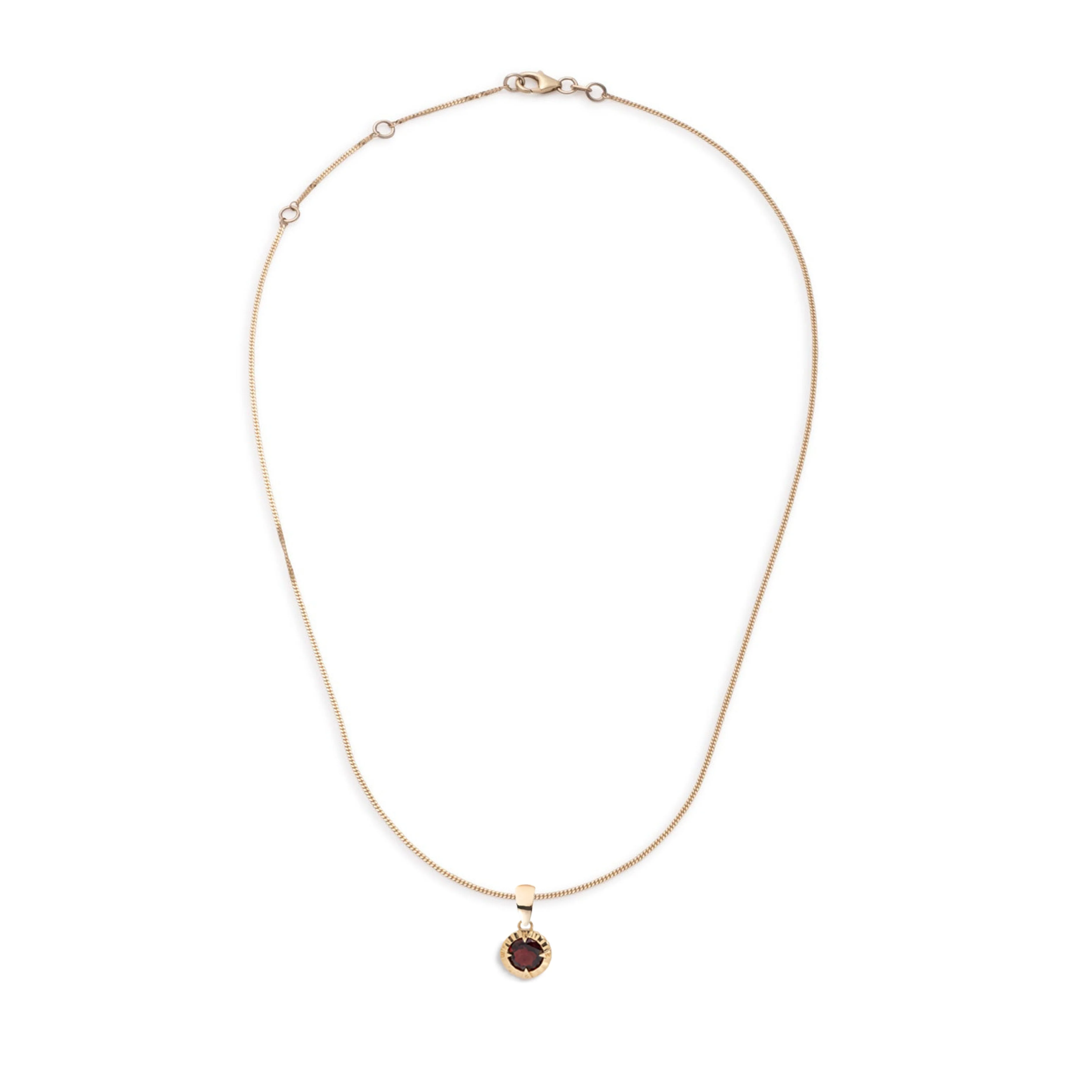 Internal Compass | Gemstone Compass Fine Diamond Cut Curb Necklace | Garnet, Yellow Gold - Image 2