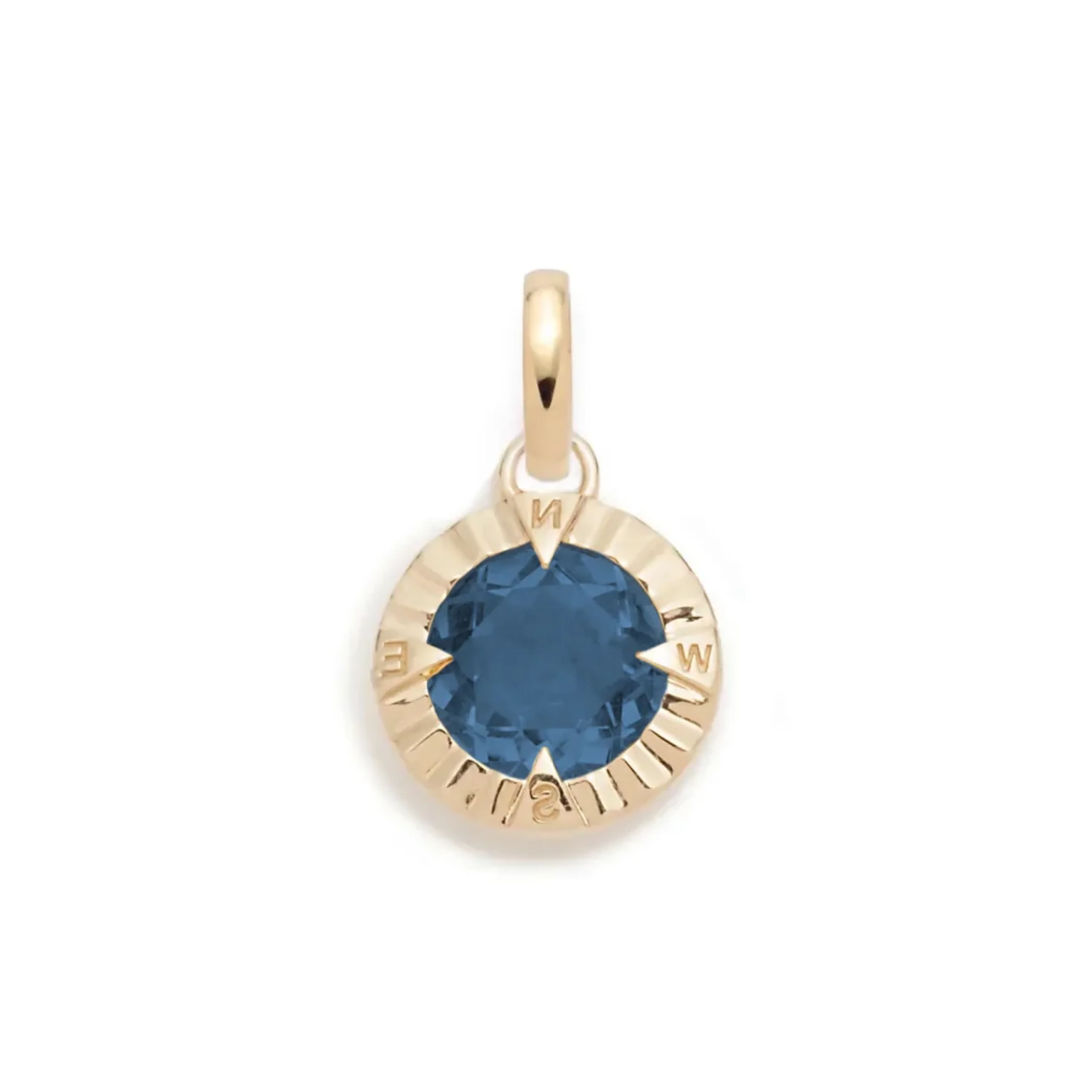 Internal Compass | Gemstone Small Pendant | London Blue Topaz, Yellow Gold