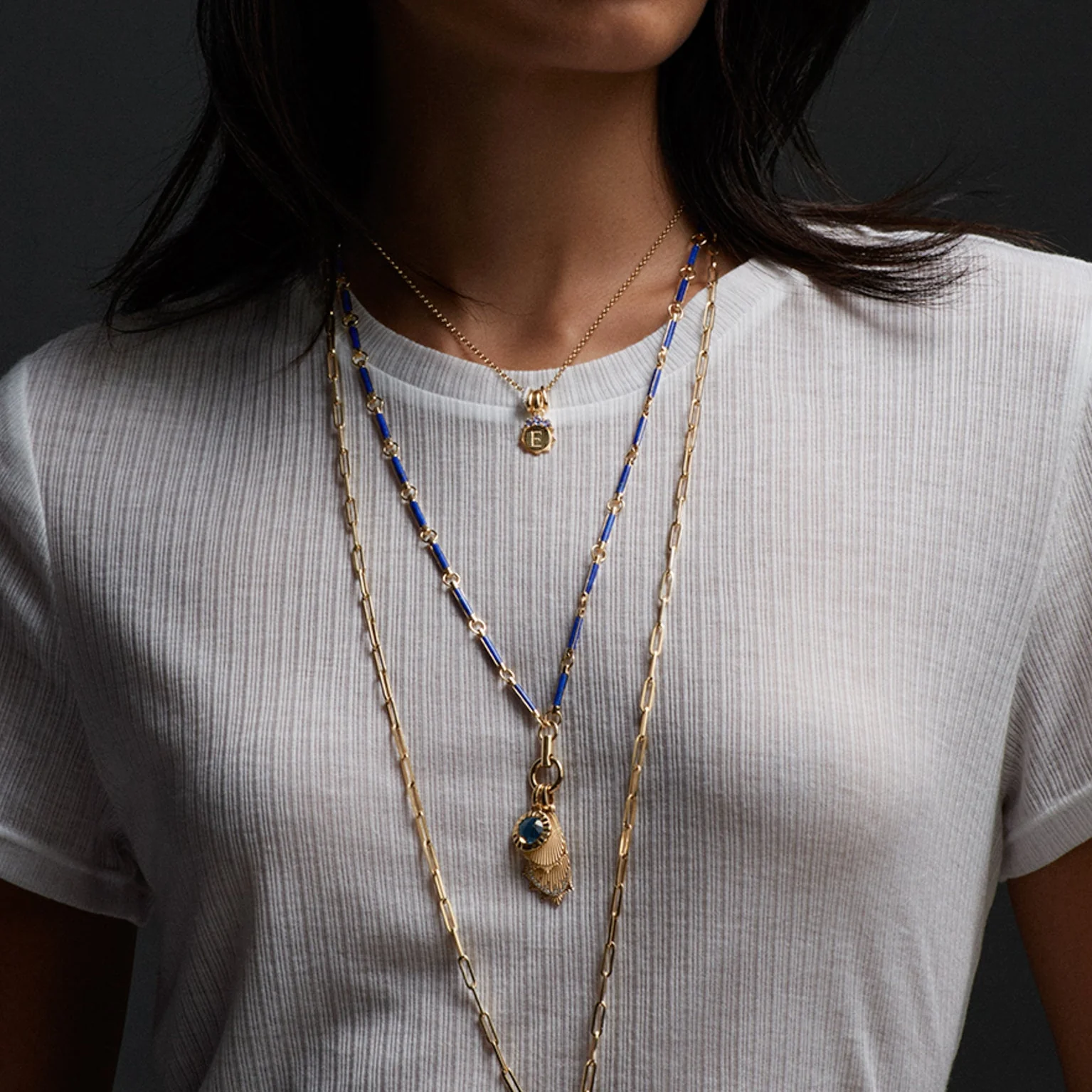 Internal Compass | Gemstone Small Pendant | London Blue Topaz, Yellow Gold - Image 2