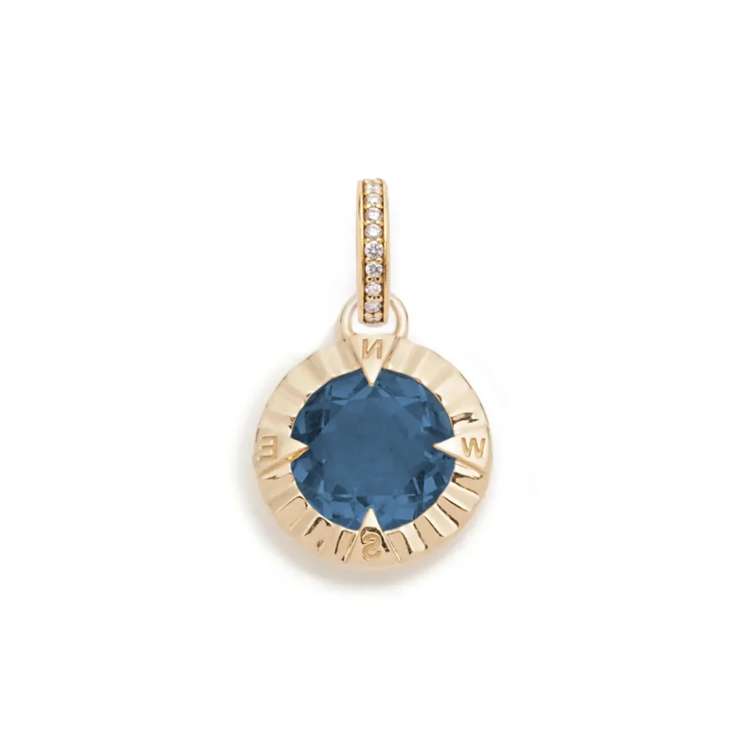 Internal Compass | Gemstone Small Pendant | London Blue Topaz, Yellow Gold - Image 3