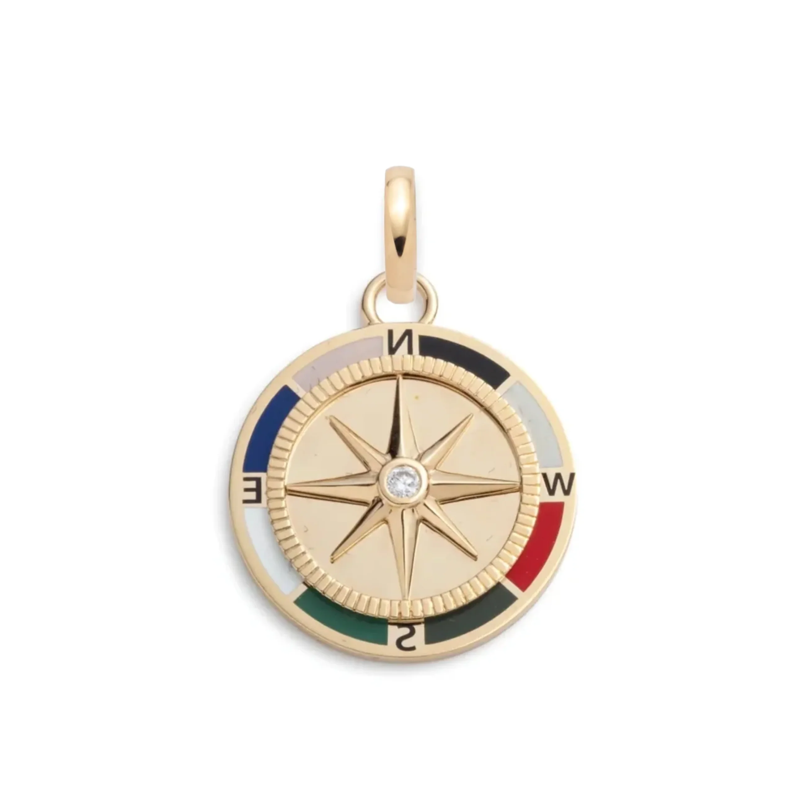 Internal Compass | Ceramic Medium Medallion | Ceramic, Diamonds, Yellow Gold