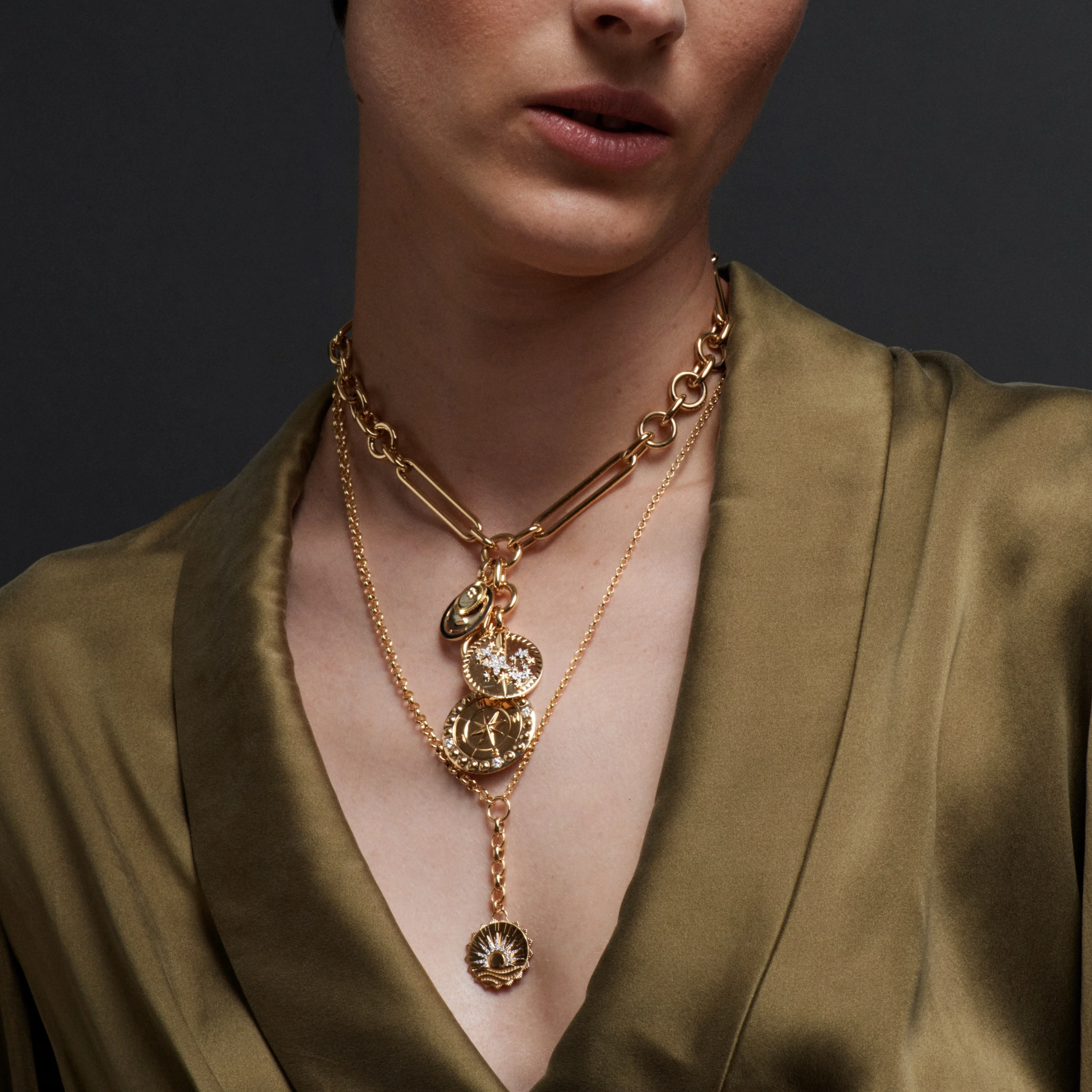 Internal Compass - Reverie | New Beginnings and Butterfly Medium Mixed Belcher Extension Necklace | Diamonds, London Blue Topaz, Yellow Gold - Image 4