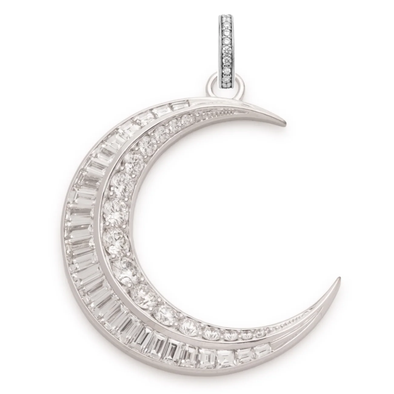 Infinite Gratitude | Crescent Oversized Pendant | Diamonds, White Gold - Image 4
