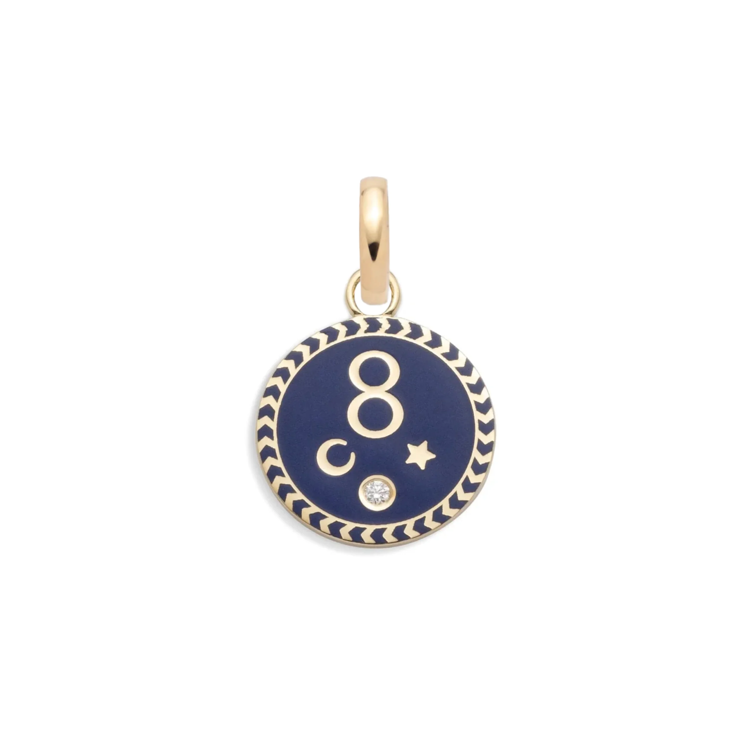 Infinite Gratitude | Ceramic Karma Baby Medallion | Blue Ceramic, Diamond, Yellow Gold