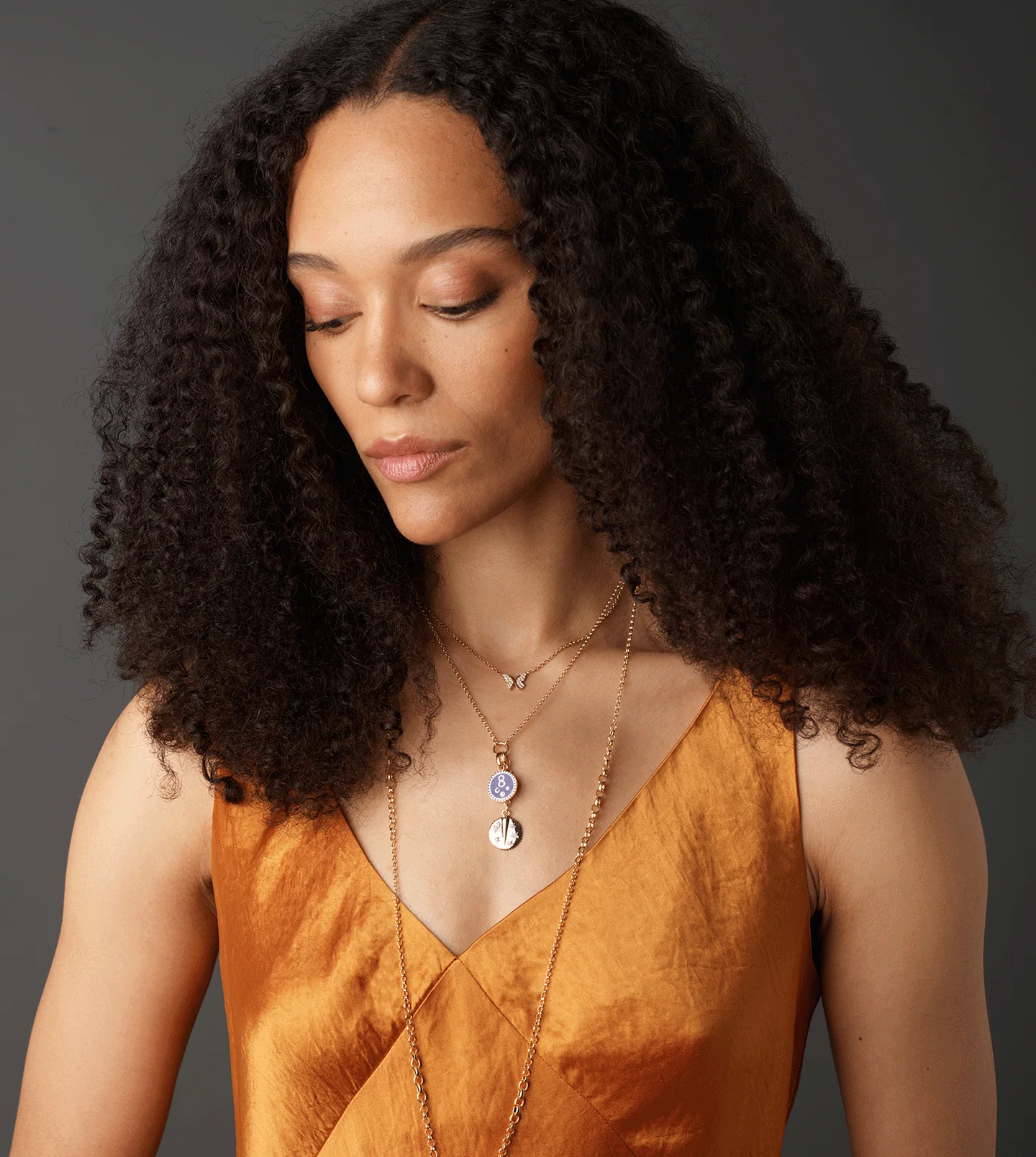 Infinite Gratitude | Ceramic Karma Baby Medallion | Blue Ceramic, Diamond, Yellow Gold - Image 2