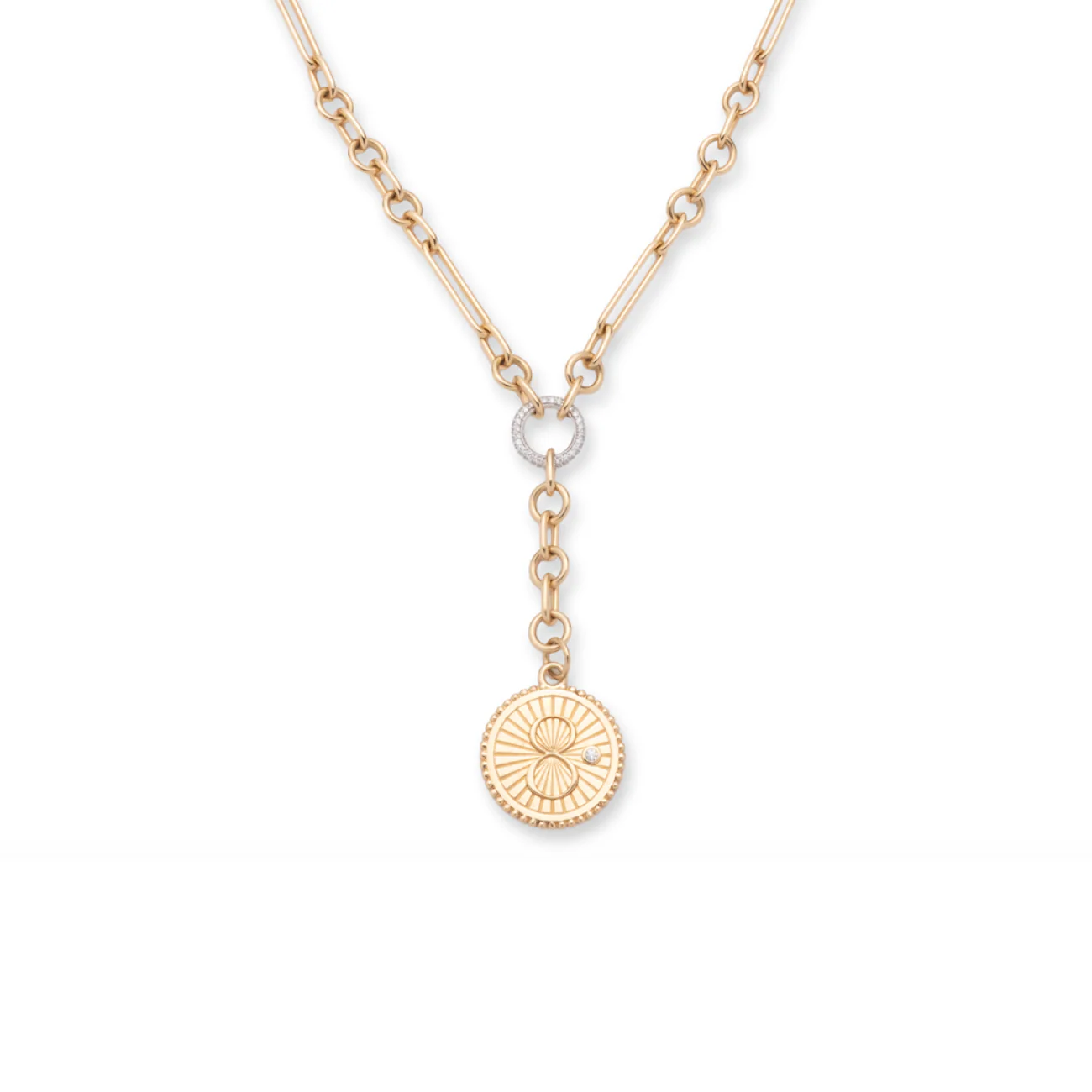Infinite Gratitude | Karma Small Mixed Clip Extension Necklace | Diamond, Yellow Gold - Image 4