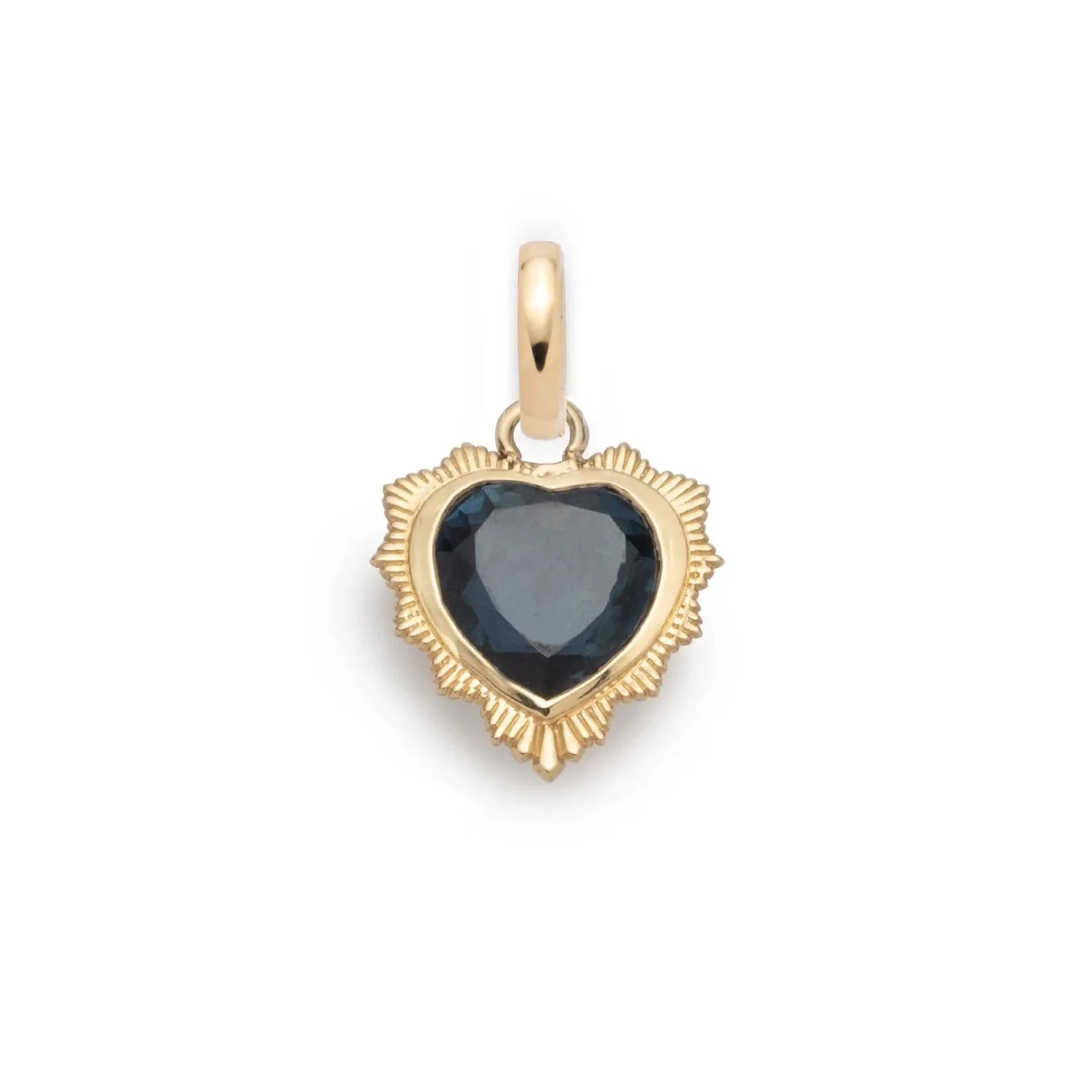True Love | Gemstone Heart Medallion | London Blue Topaz, Yellow Gold - Image 3