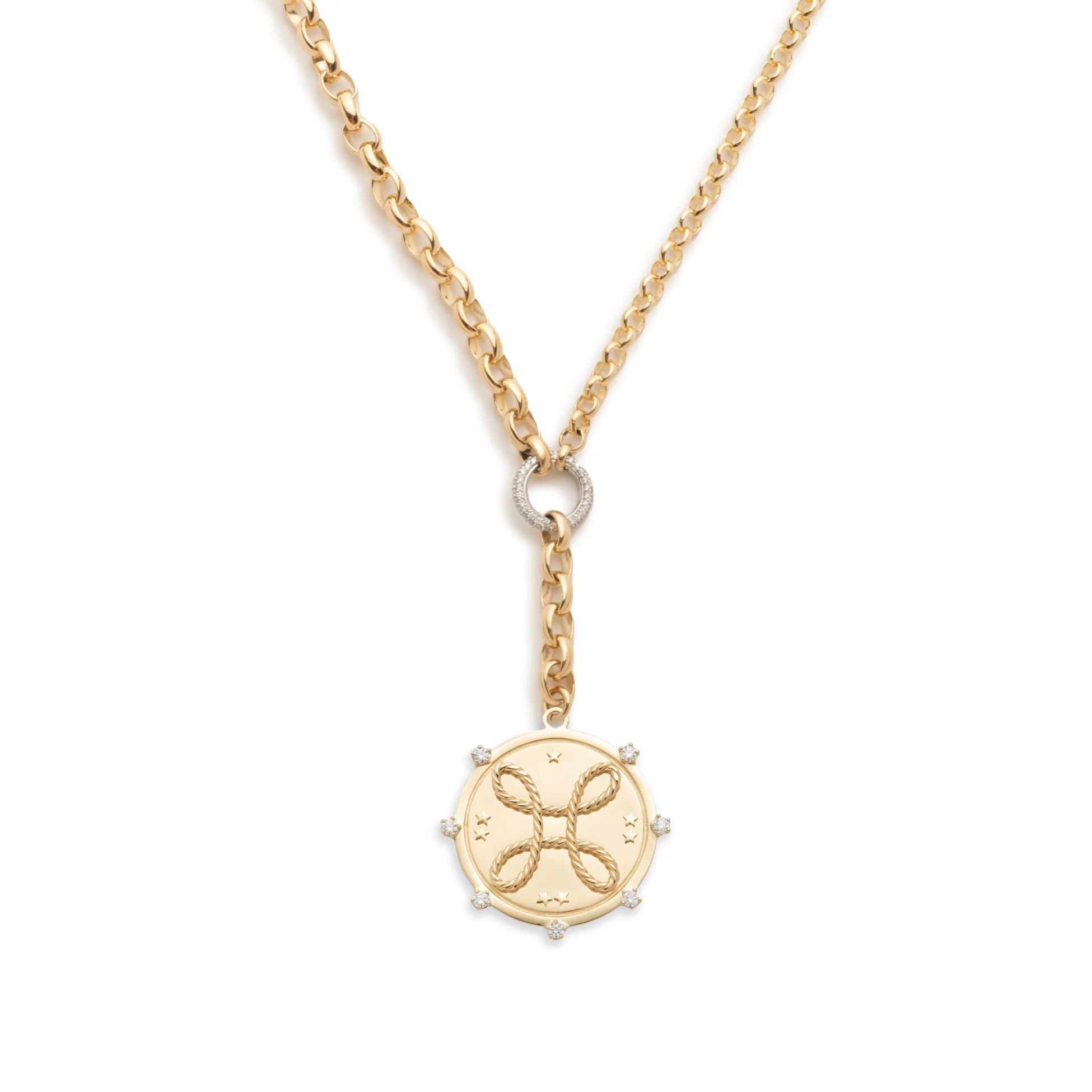 True Love | Love Knot Heavy Mixed Belcher Extension Necklace | Diamonds, Yellow Gold - Image 3